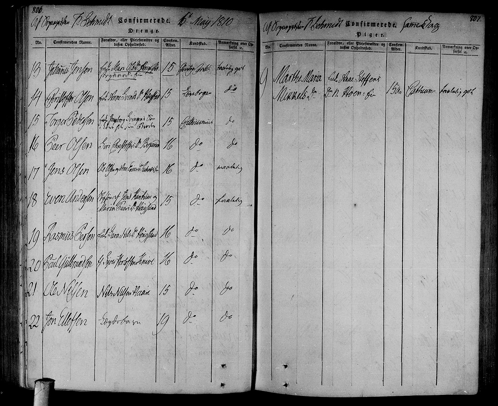 Eiker kirkebøker, AV/SAKO-A-4/F/Fa/L0010: Parish register (official) no. I 10, 1806-1815, p. 806-807