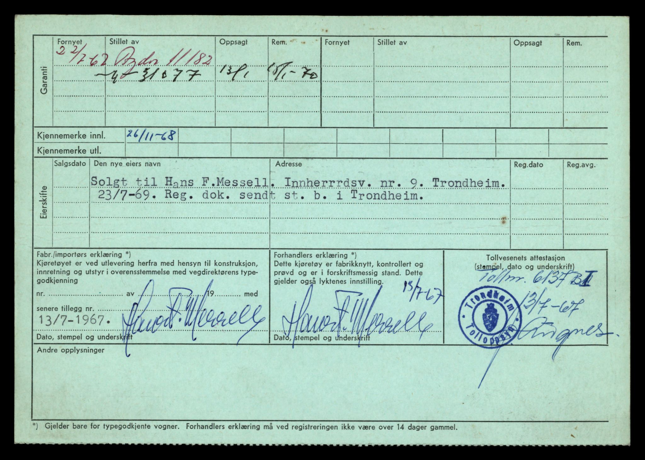 Møre og Romsdal vegkontor - Ålesund trafikkstasjon, AV/SAT-A-4099/F/Fe/L0040: Registreringskort for kjøretøy T 13531 - T 13709, 1927-1998, p. 2066