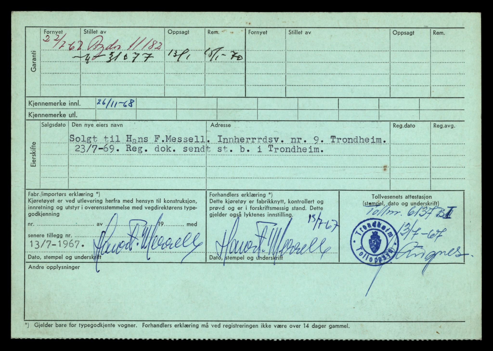 Møre og Romsdal vegkontor - Ålesund trafikkstasjon, AV/SAT-A-4099/F/Fe/L0040: Registreringskort for kjøretøy T 13531 - T 13709, 1927-1998, p. 2066