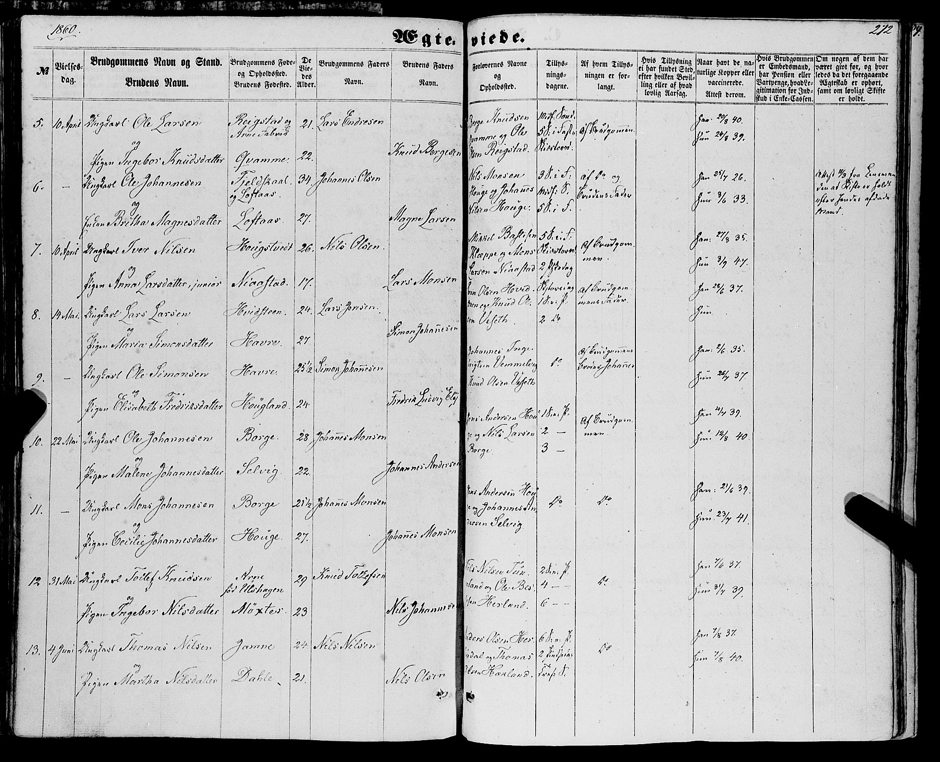 Haus sokneprestembete, AV/SAB-A-75601/H/Haa: Parish register (official) no. A 17, 1858-1870, p. 272