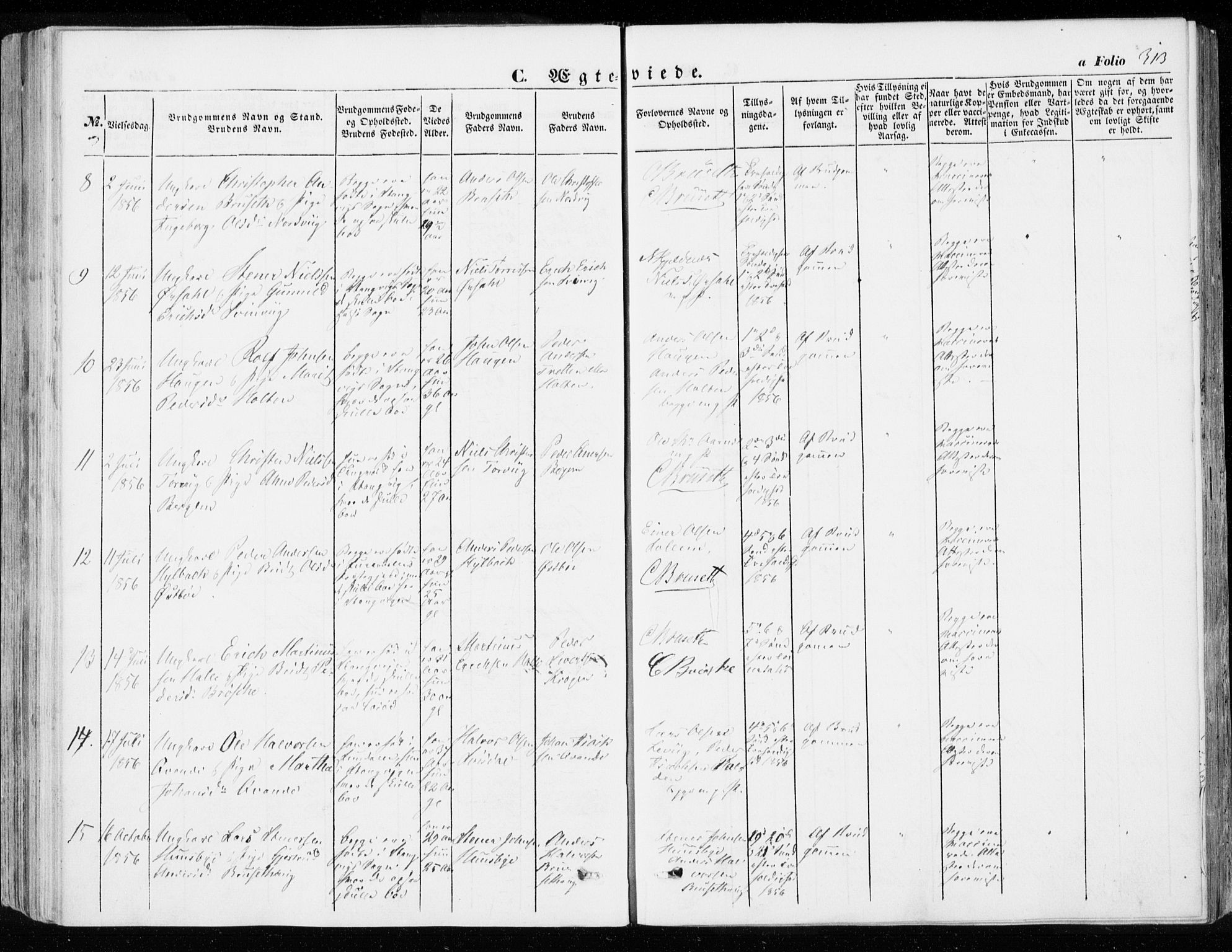 Ministerialprotokoller, klokkerbøker og fødselsregistre - Møre og Romsdal, SAT/A-1454/592/L1026: Parish register (official) no. 592A04, 1849-1867, p. 313