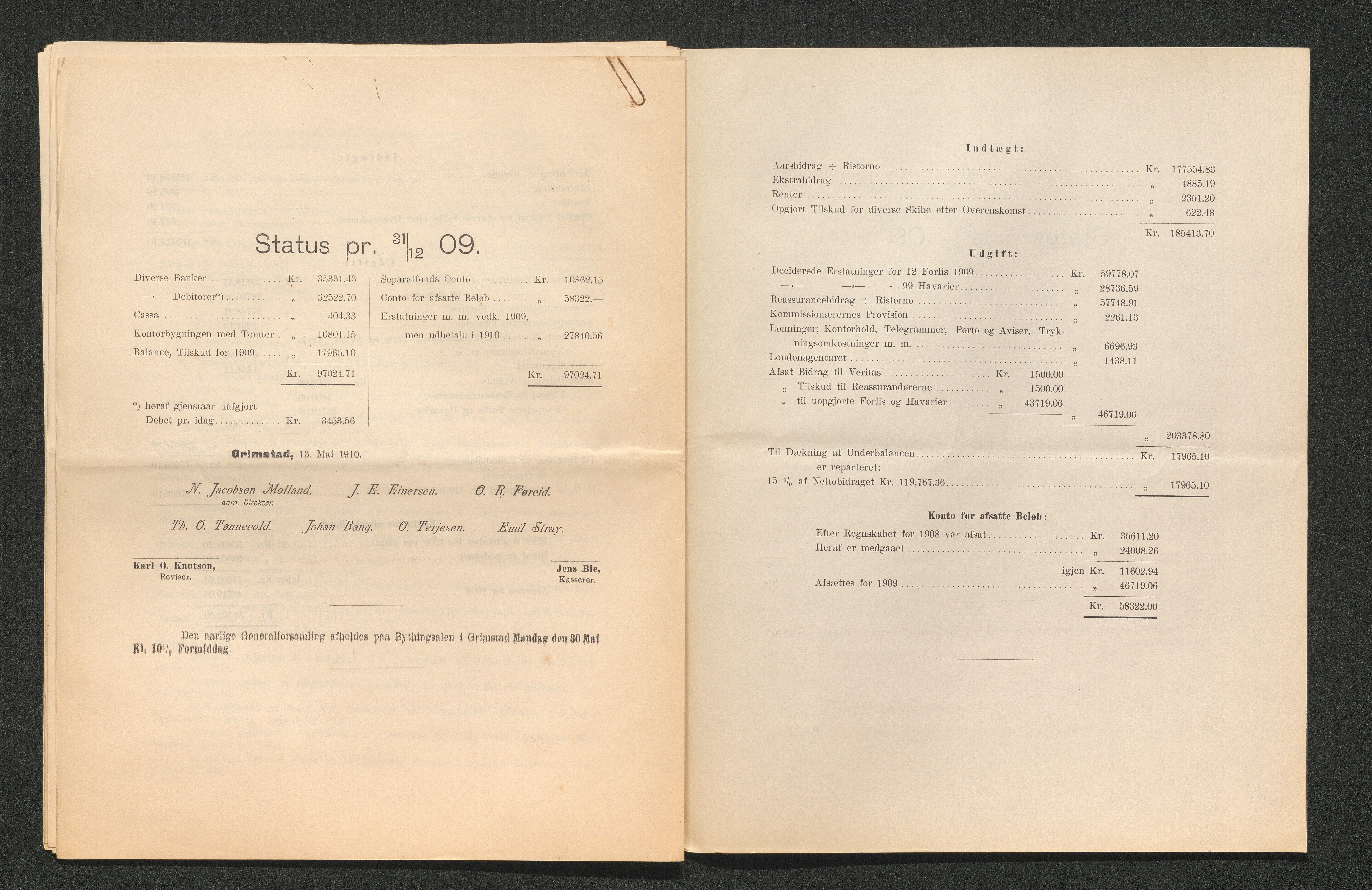 Agders Gjensidige Assuranceforening, AAKS/PA-1718/05/L0003: Regnskap, seilavdeling, pakkesak, 1890-1912