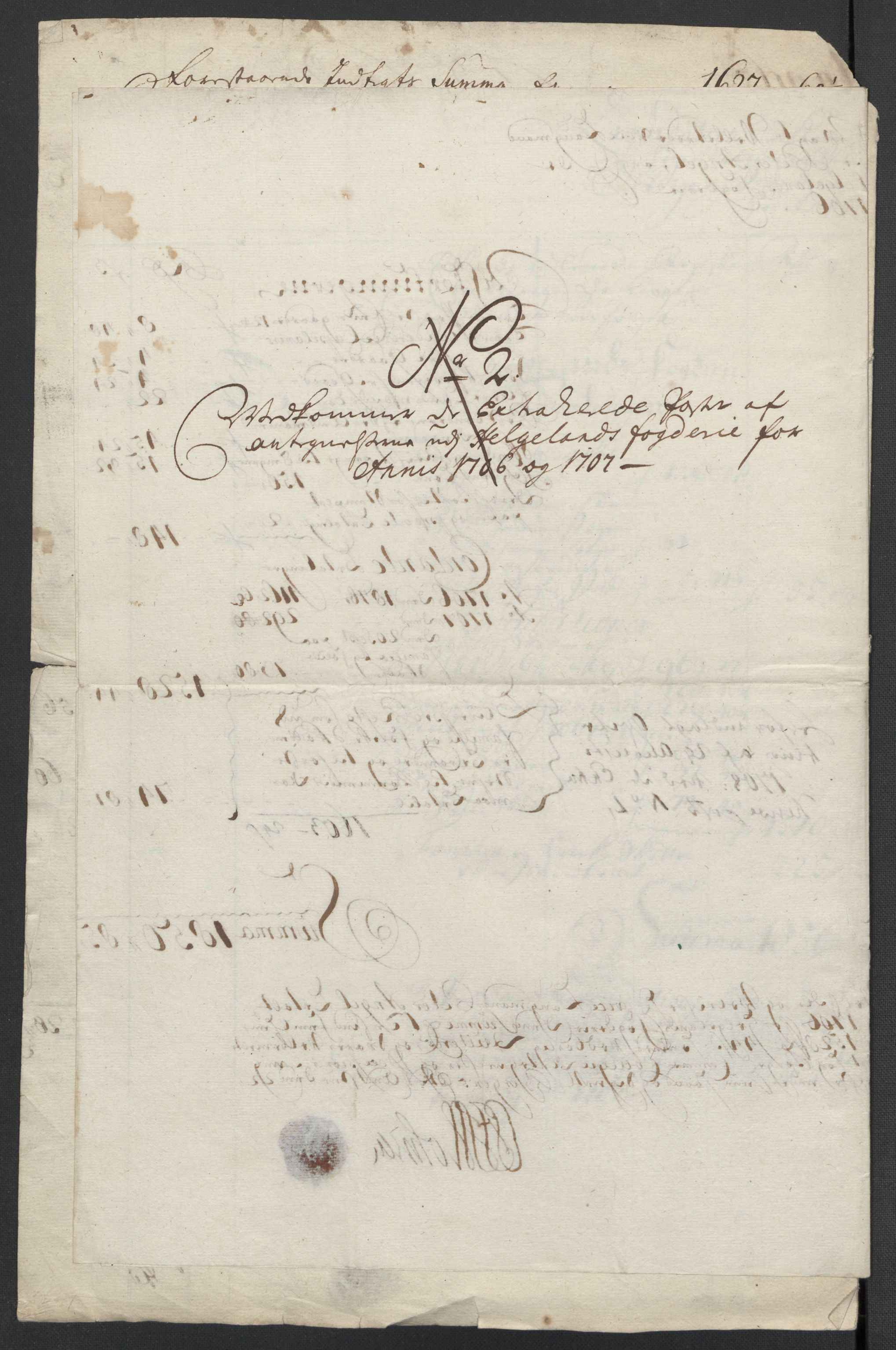 Rentekammeret inntil 1814, Reviderte regnskaper, Fogderegnskap, RA/EA-4092/R65/L4509: Fogderegnskap Helgeland, 1706-1707, p. 8
