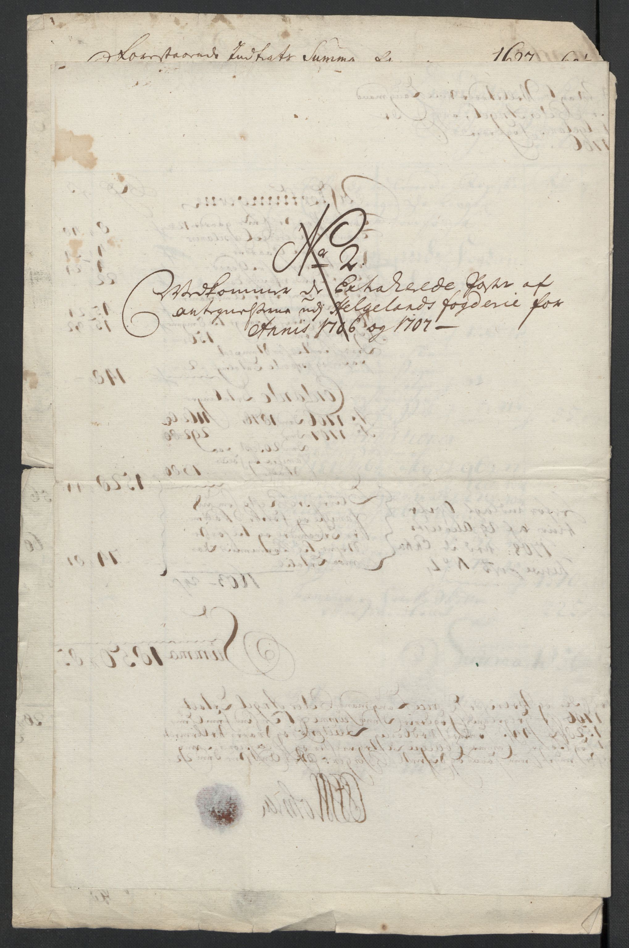 Rentekammeret inntil 1814, Reviderte regnskaper, Fogderegnskap, AV/RA-EA-4092/R65/L4509: Fogderegnskap Helgeland, 1706-1707, p. 8