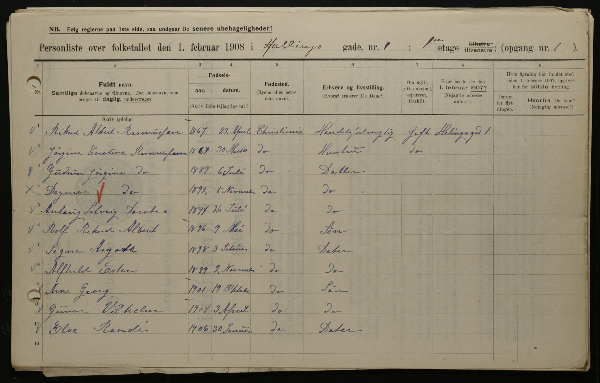 OBA, Municipal Census 1908 for Kristiania, 1908, p. 30749