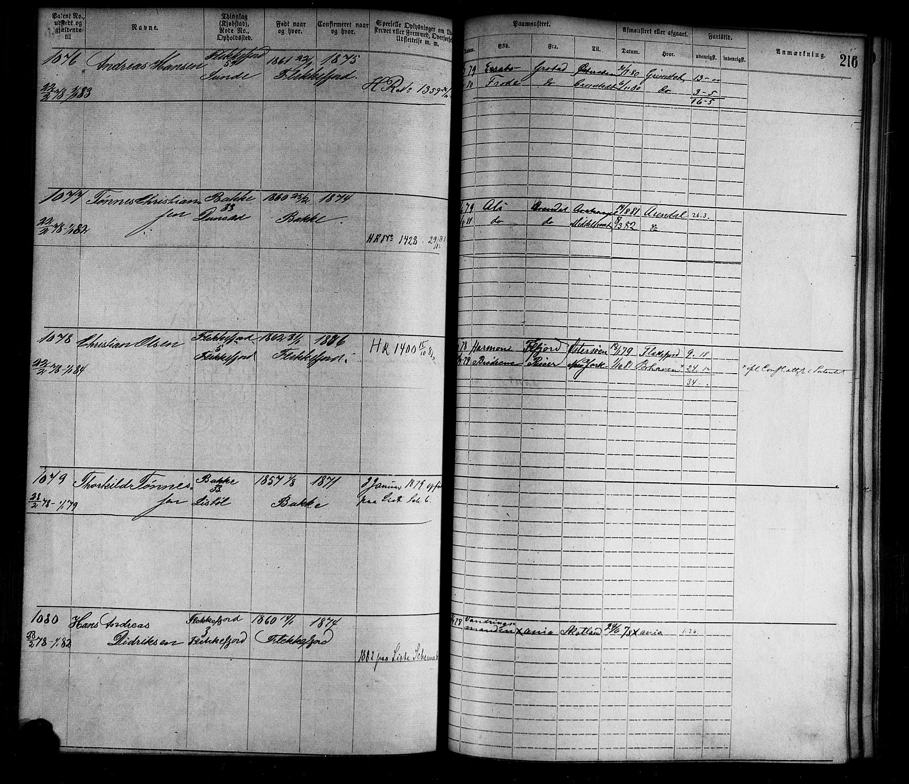 Flekkefjord mønstringskrets, AV/SAK-2031-0018/F/Fa/L0002: Annotasjonsrulle nr 1-1920 med register, N-2, 1870-1891, p. 241