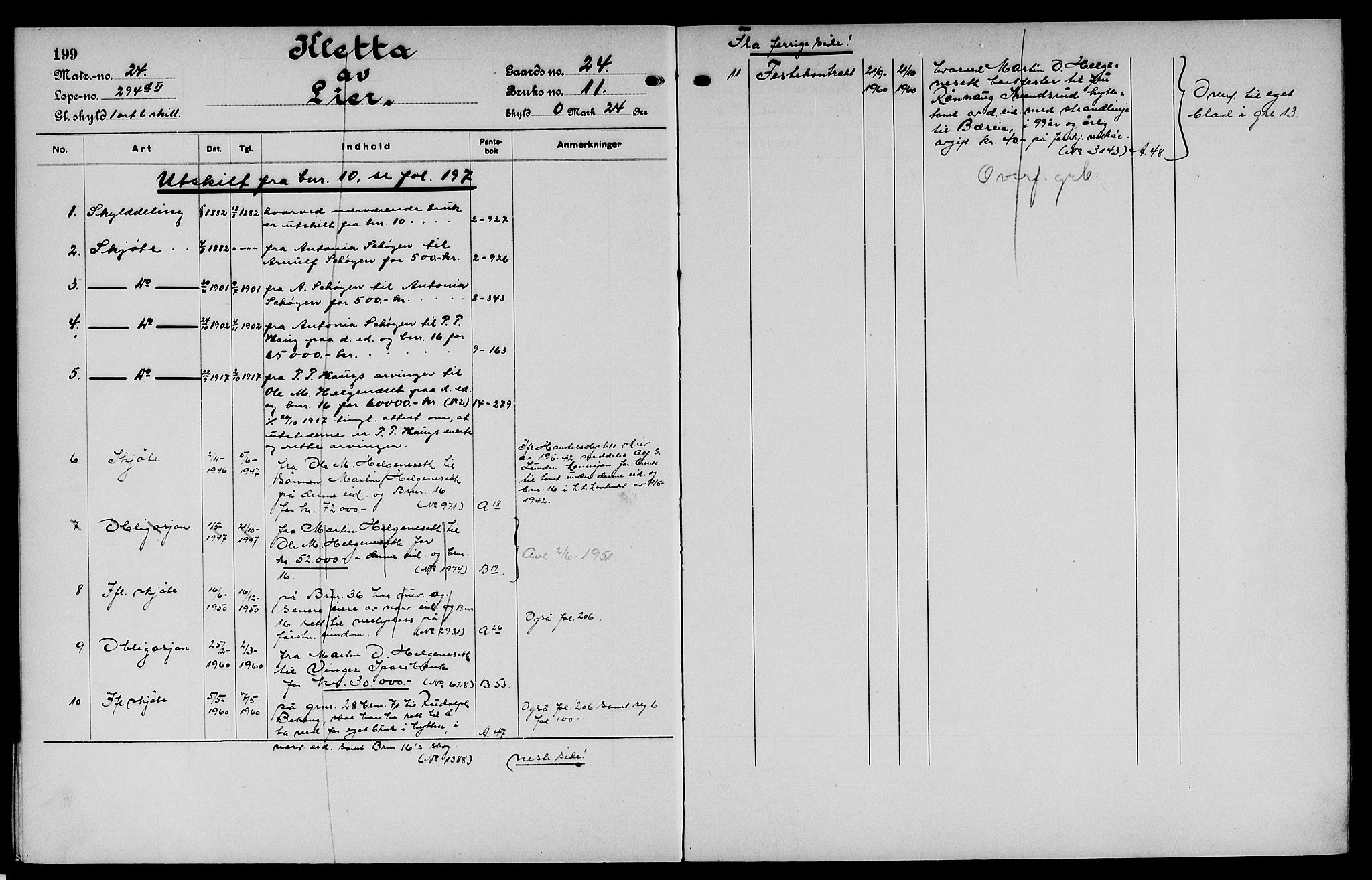 Vinger og Odal sorenskriveri, SAH/TING-022/H/Ha/Hac/Hacc/L0004: Mortgage register no. 3.4, 1923, p. 199