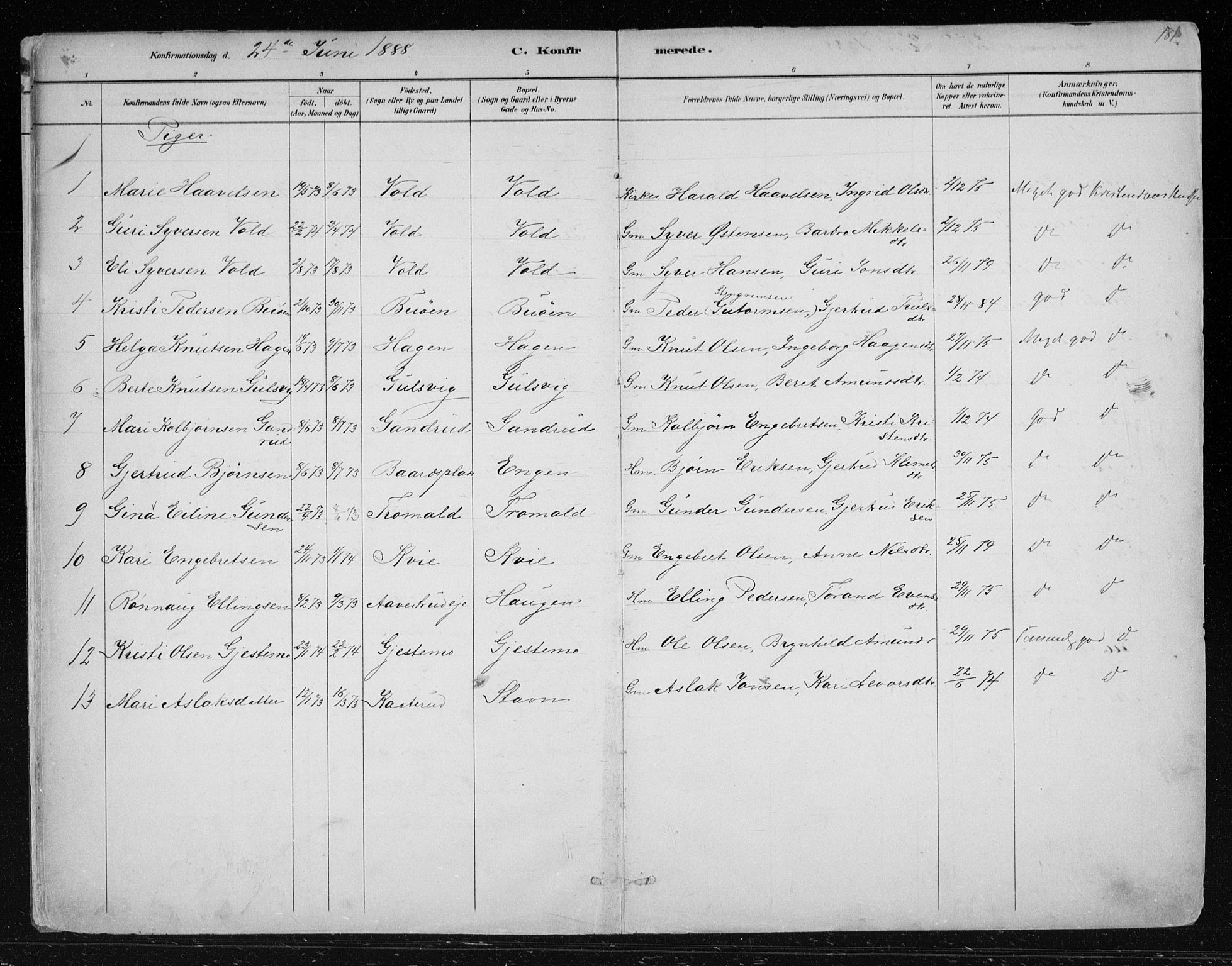 Nes kirkebøker, SAKO/A-236/F/Fa/L0012: Parish register (official) no. 12, 1881-1917, p. 181