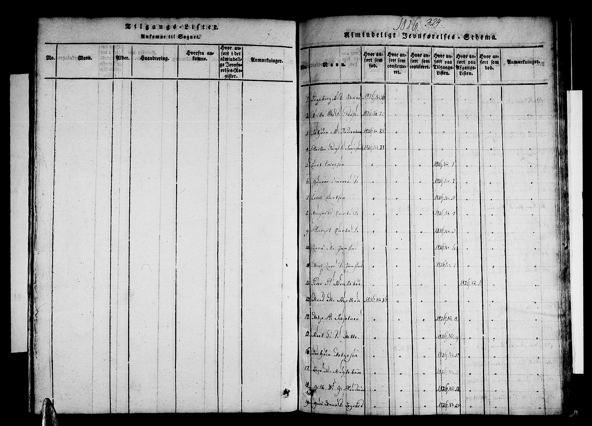 Strandebarm sokneprestembete, SAB/A-78401/H/Haa: Parish register (official) no. A 5, 1816-1826, p. 324