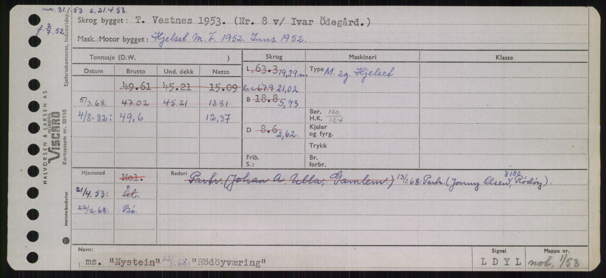 Sjøfartsdirektoratet med forløpere, Skipsmålingen, RA/S-1627/H/Ha/L0004/0002: Fartøy, Mas-R / Fartøy, Odin-R, p. 969