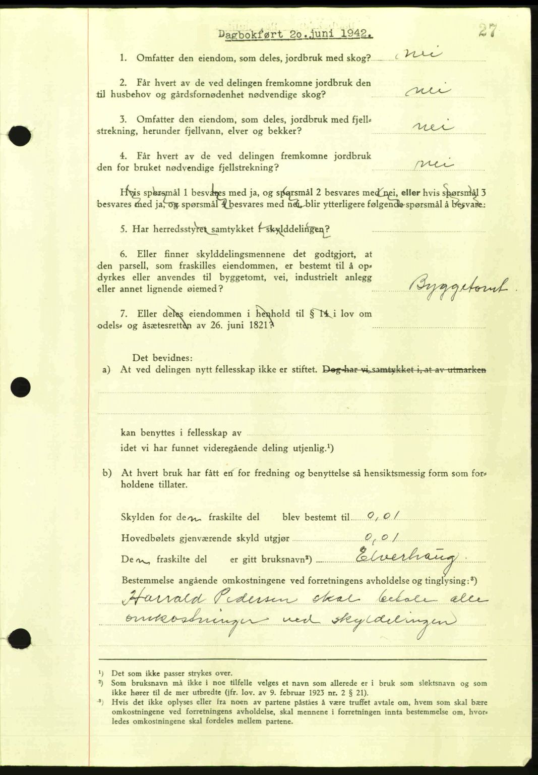 Steigen og Ofoten sorenskriveri, AV/SAT-A-0030/1/2/2C: Mortgage book no. A9-12, 1942-1946, Diary no: : 1293/1942