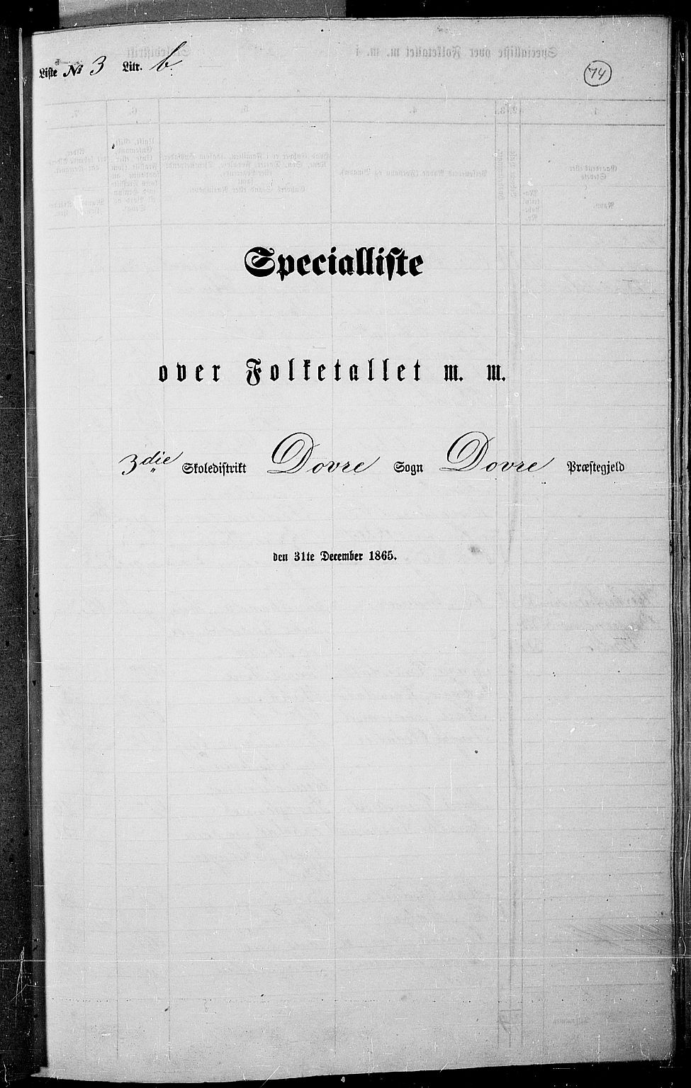 RA, 1865 census for Dovre, 1865, p. 70