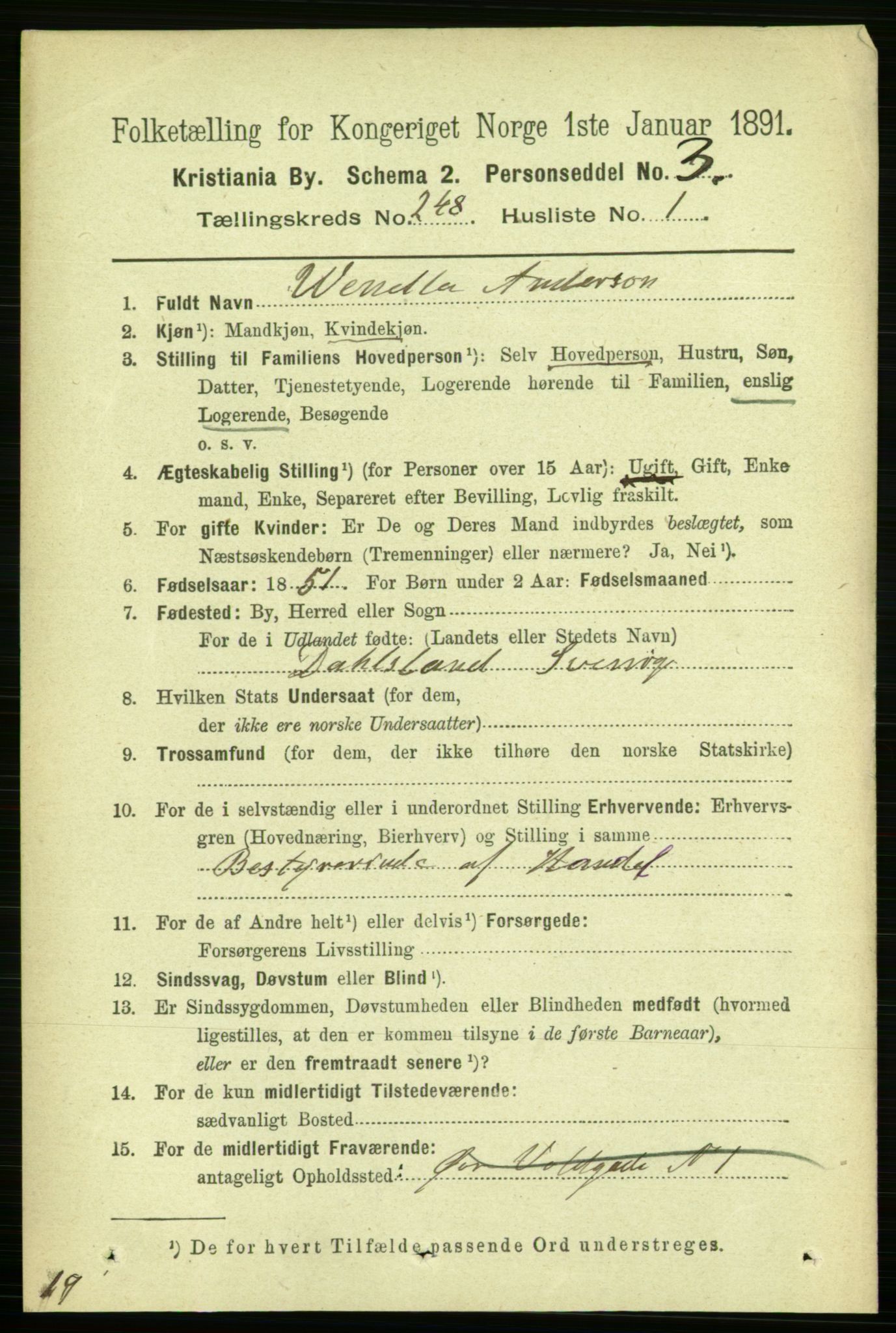 RA, 1891 census for 0301 Kristiania, 1891, p. 151149