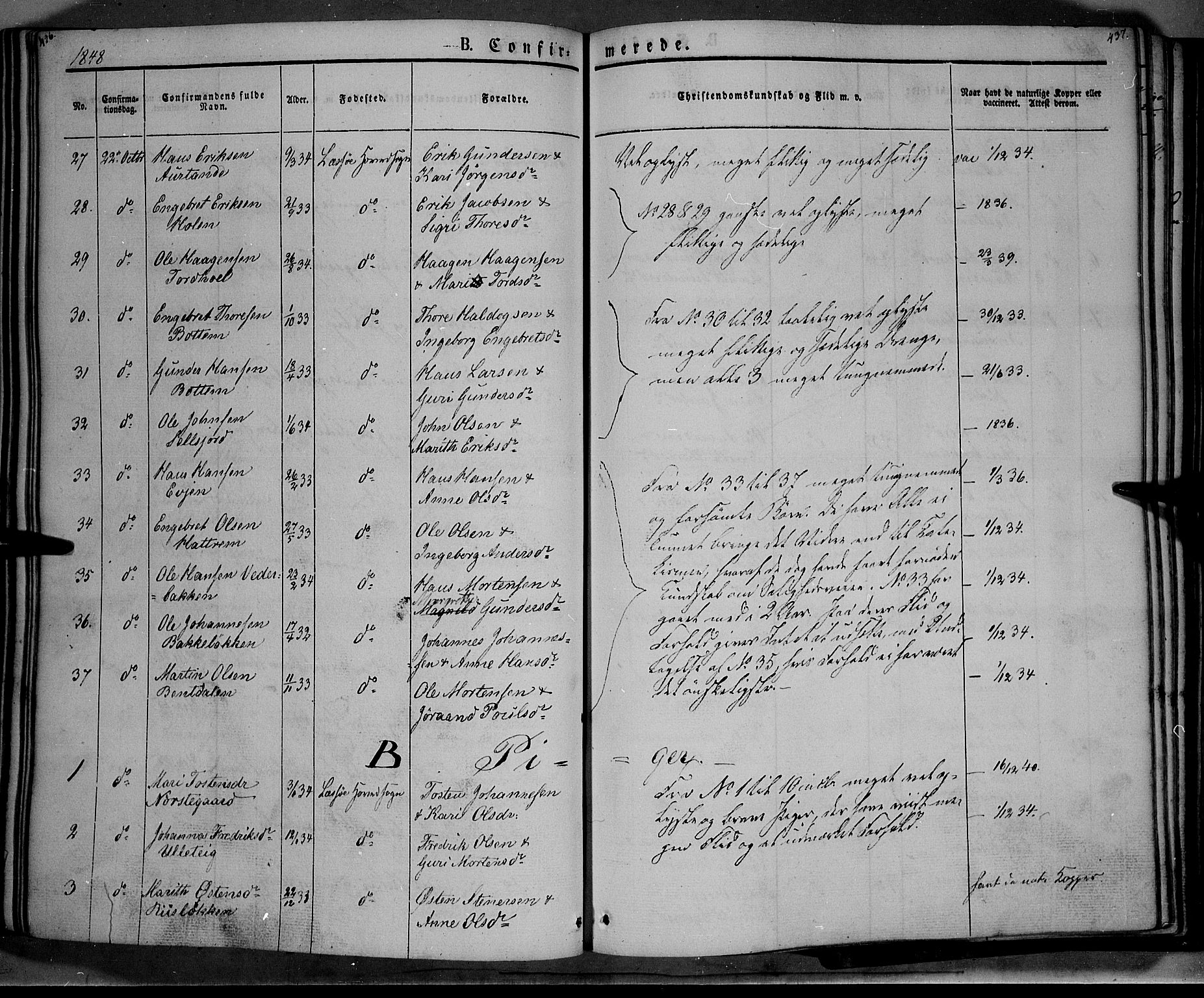 Lesja prestekontor, AV/SAH-PREST-068/H/Ha/Haa/L0006: Parish register (official) no. 6A, 1843-1854, p. 436-437