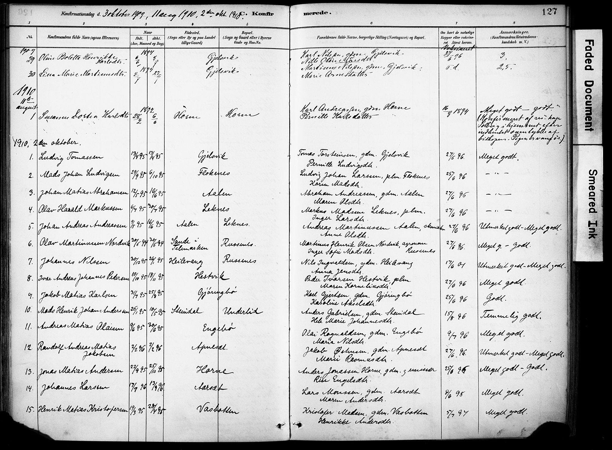 Førde sokneprestembete, SAB/A-79901/H/Haa/Haae/L0001: Parish register (official) no. E 1, 1881-1911, p. 127