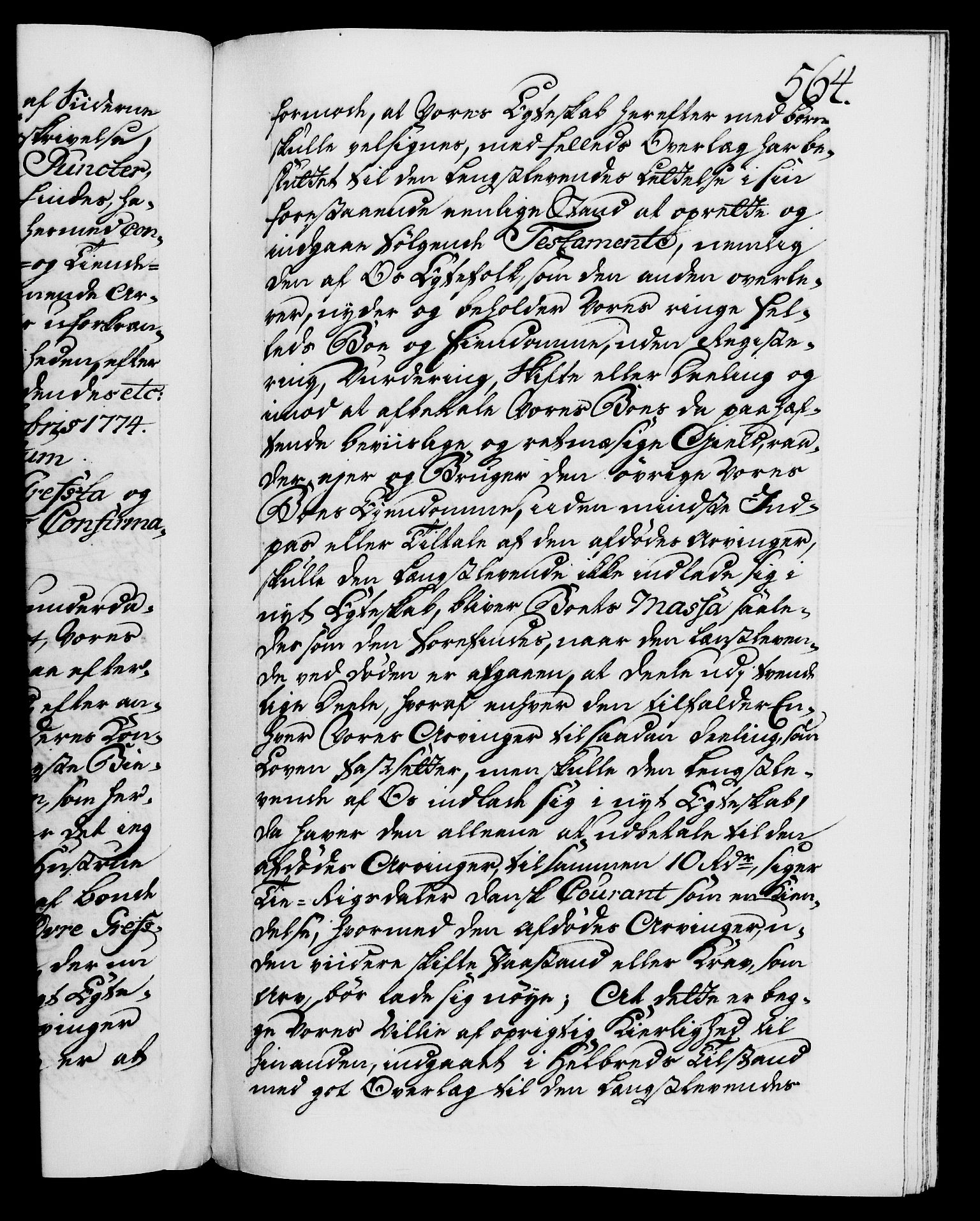 Danske Kanselli 1572-1799, AV/RA-EA-3023/F/Fc/Fca/Fcaa/L0046: Norske registre, 1773-1775, p. 564a