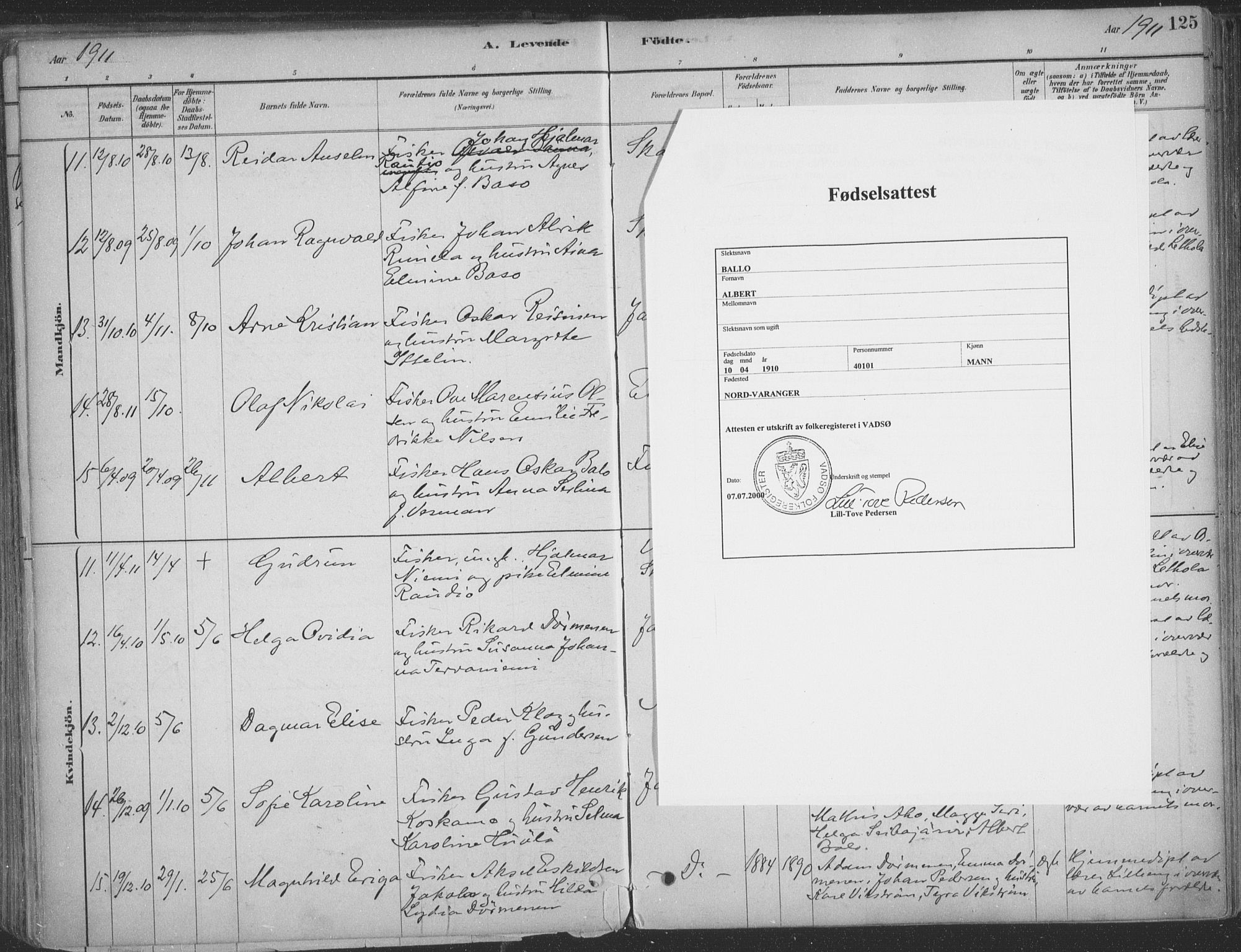 Vadsø sokneprestkontor, AV/SATØ-S-1325/H/Ha/L0009kirke: Parish register (official) no. 9, 1881-1917, p. 125