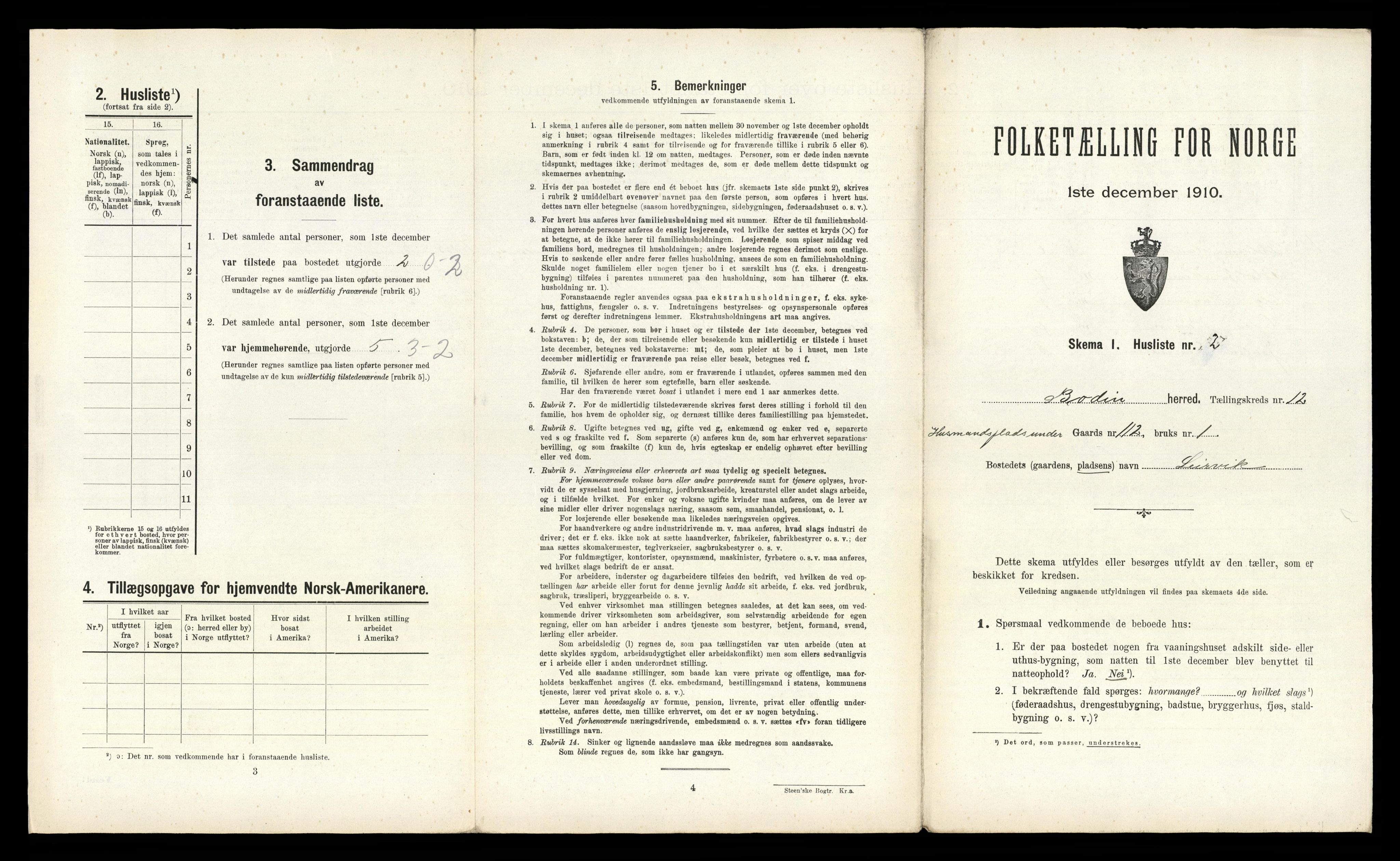 RA, 1910 census for Bodin, 1910, p. 1491