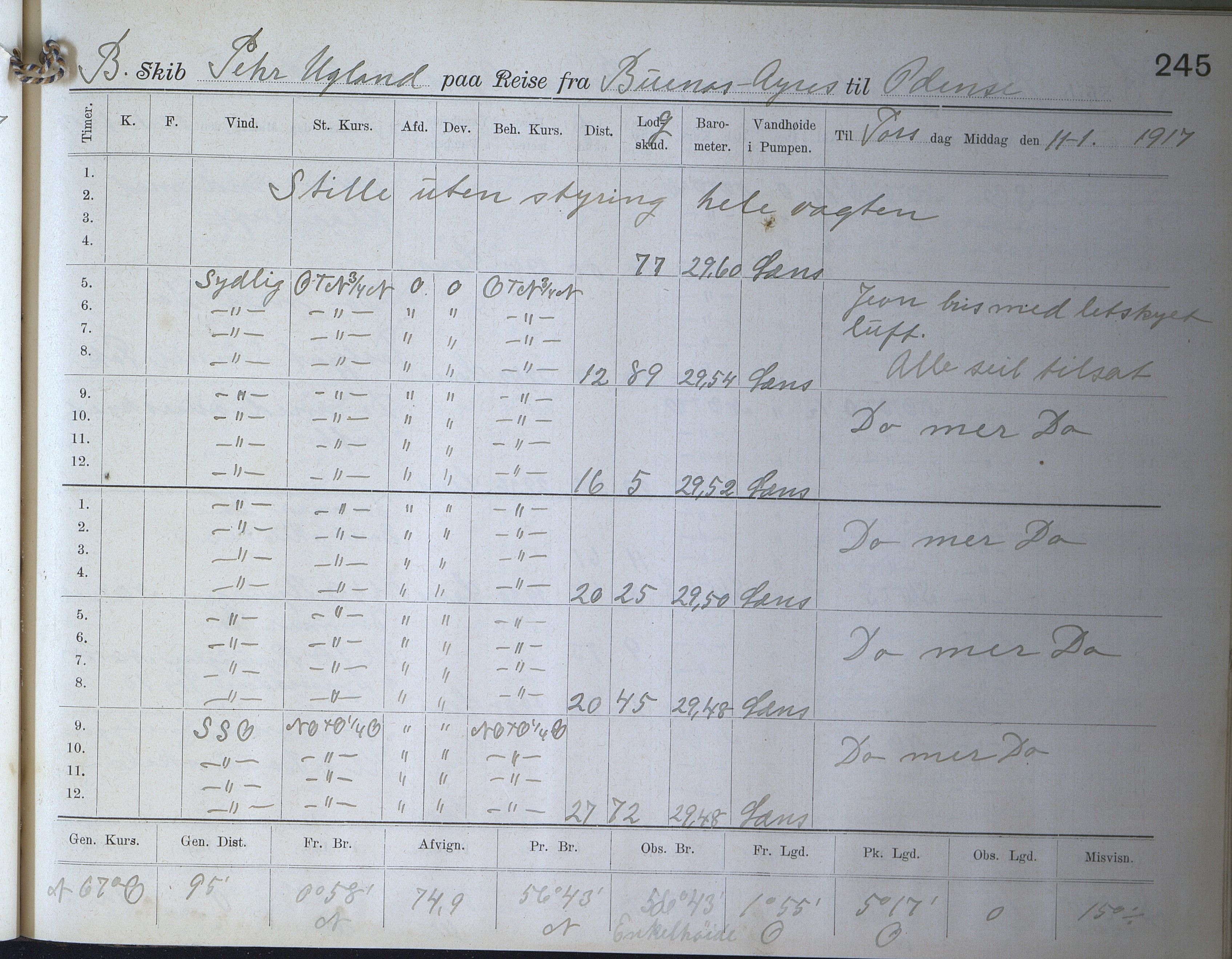 Fartøysarkivet, AAKS/PA-1934/F/L0272: Pehr Ugland (bark), 1891-1929, p. 245