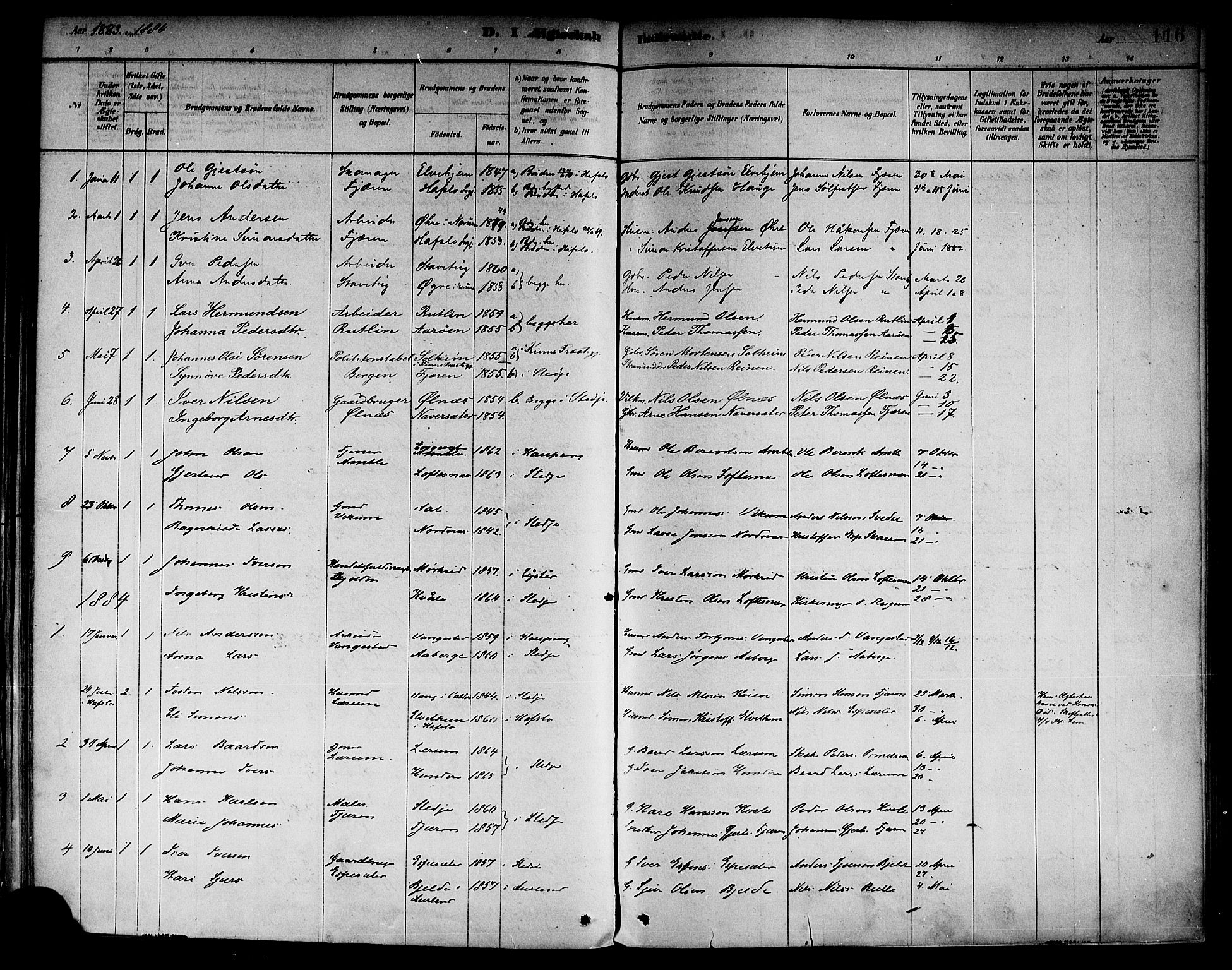 Sogndal sokneprestembete, SAB/A-81301/H/Haa/Haab/L0001: Parish register (official) no. B 1, 1878-1899, p. 116