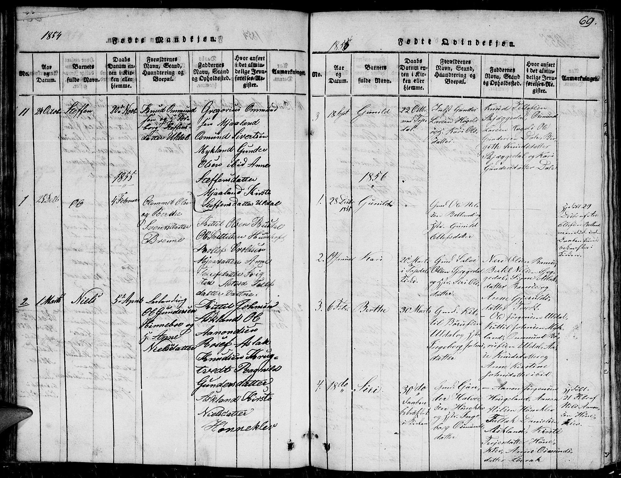 Herefoss sokneprestkontor, SAK/1111-0019/F/Fb/Fbc/L0001: Parish register (copy) no. B 1, 1816-1866, p. 69