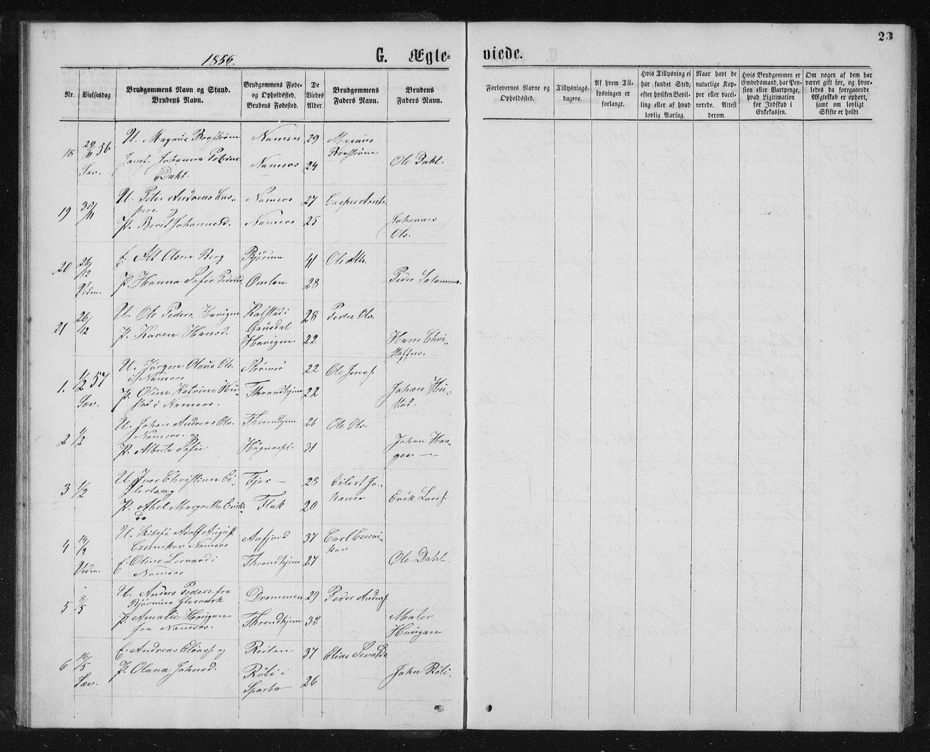 Ministerialprotokoller, klokkerbøker og fødselsregistre - Nord-Trøndelag, SAT/A-1458/768/L0568: Parish register (official) no. 768A03, 1836-1865, p. 23