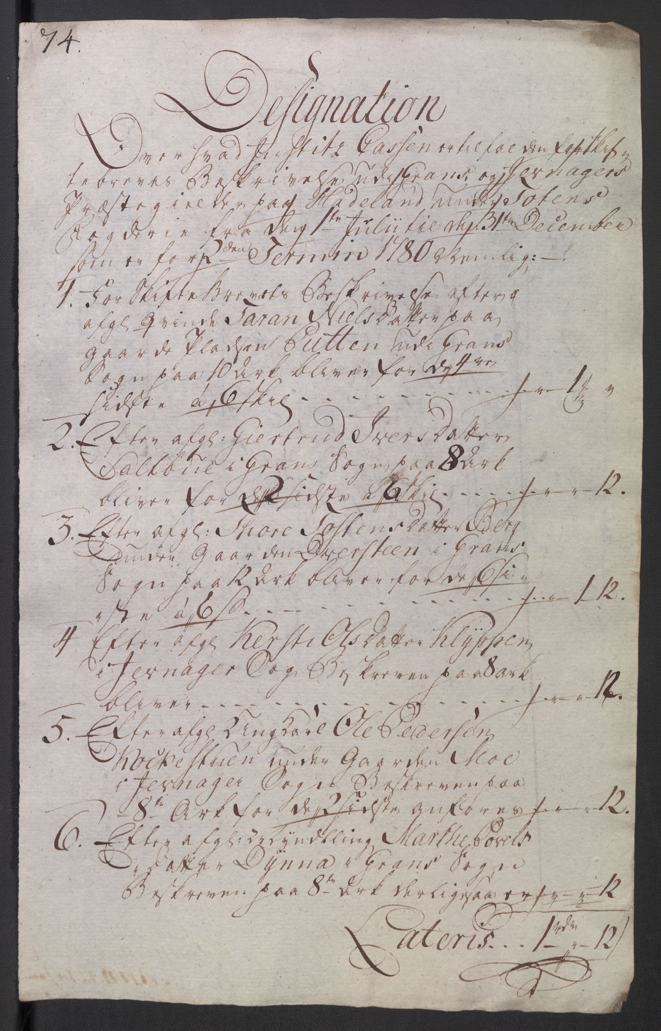 Rentekammeret inntil 1814, Reviderte regnskaper, Mindre regnskaper, AV/RA-EA-4068/Rb/L0014: Opplands amt, 1771-1779, p. 799