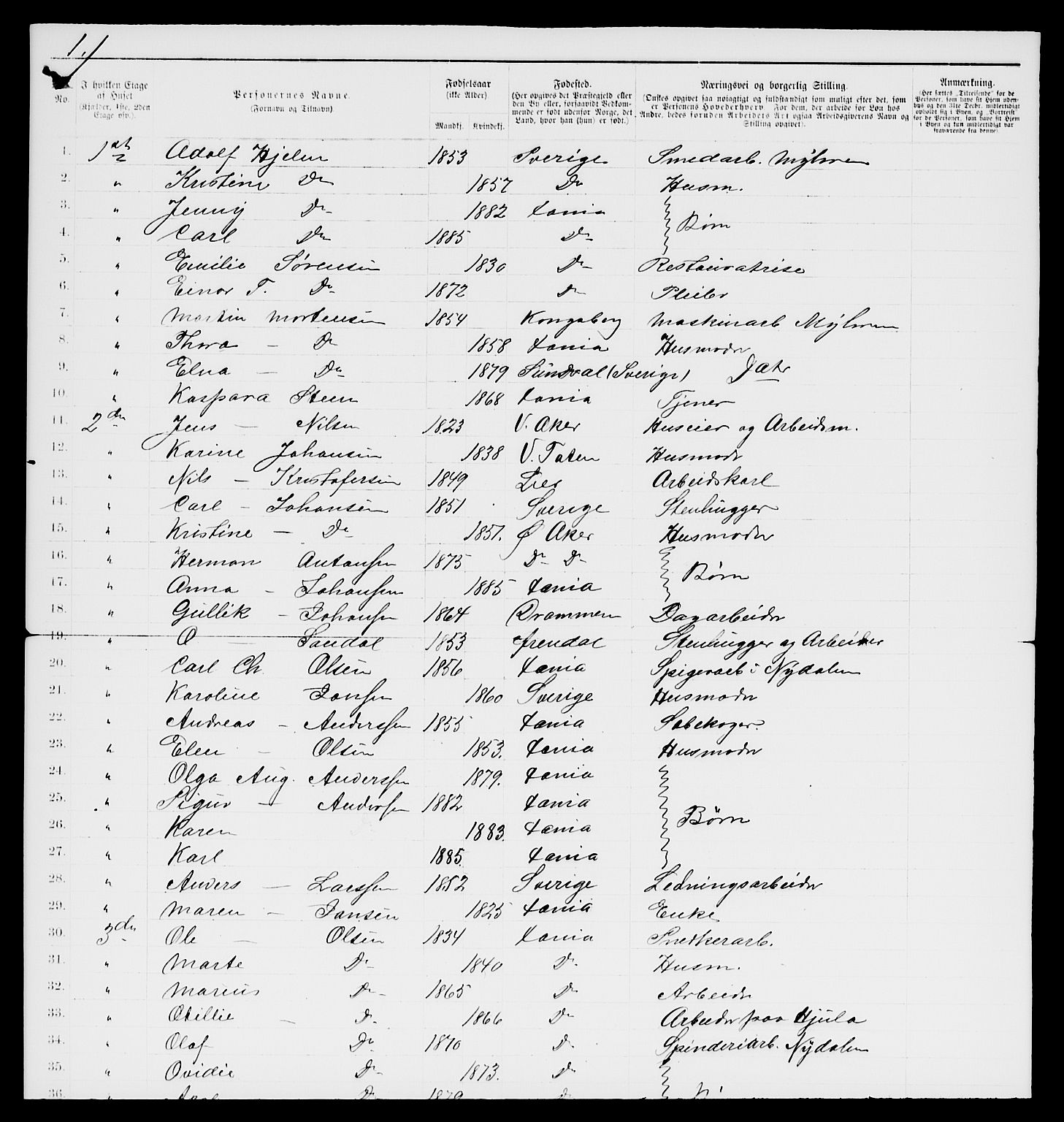 RA, 1885 census for 0301 Kristiania, 1885, p. 12561