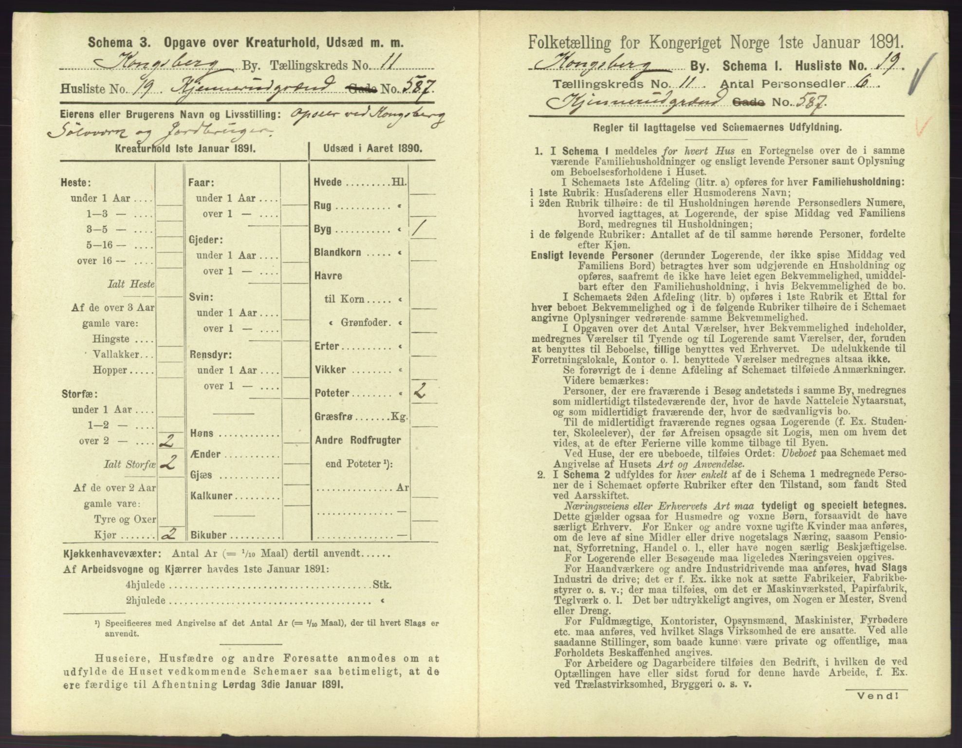 RA, 1891 census for 0604 Kongsberg, 1891, p. 1489