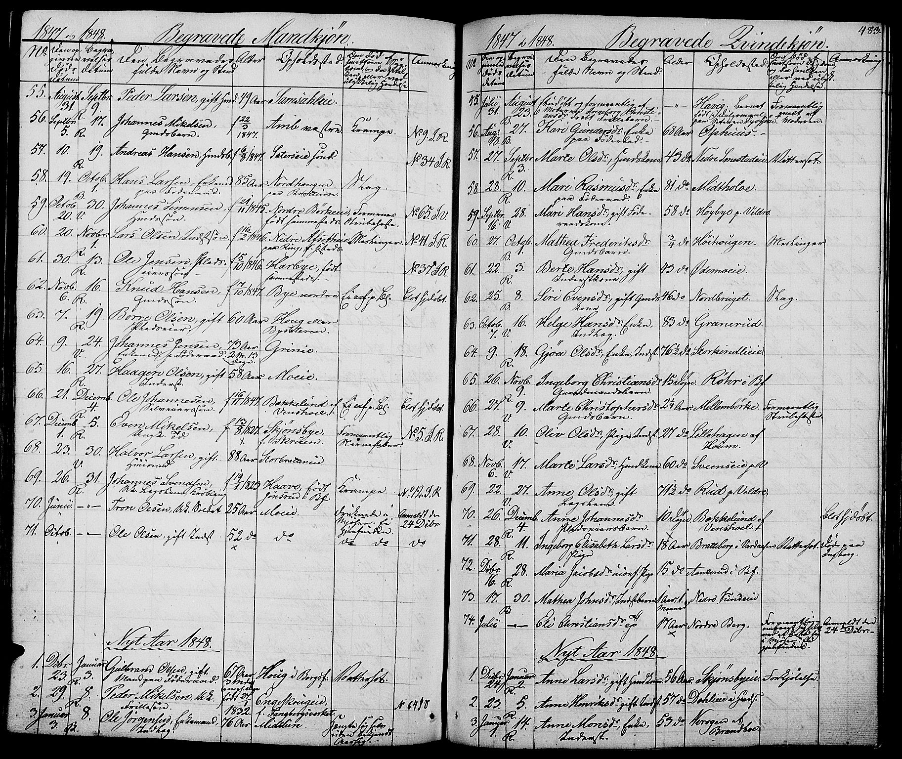 Ringsaker prestekontor, AV/SAH-PREST-014/L/La/L0005: Parish register (copy) no. 5, 1839-1850, p. 483