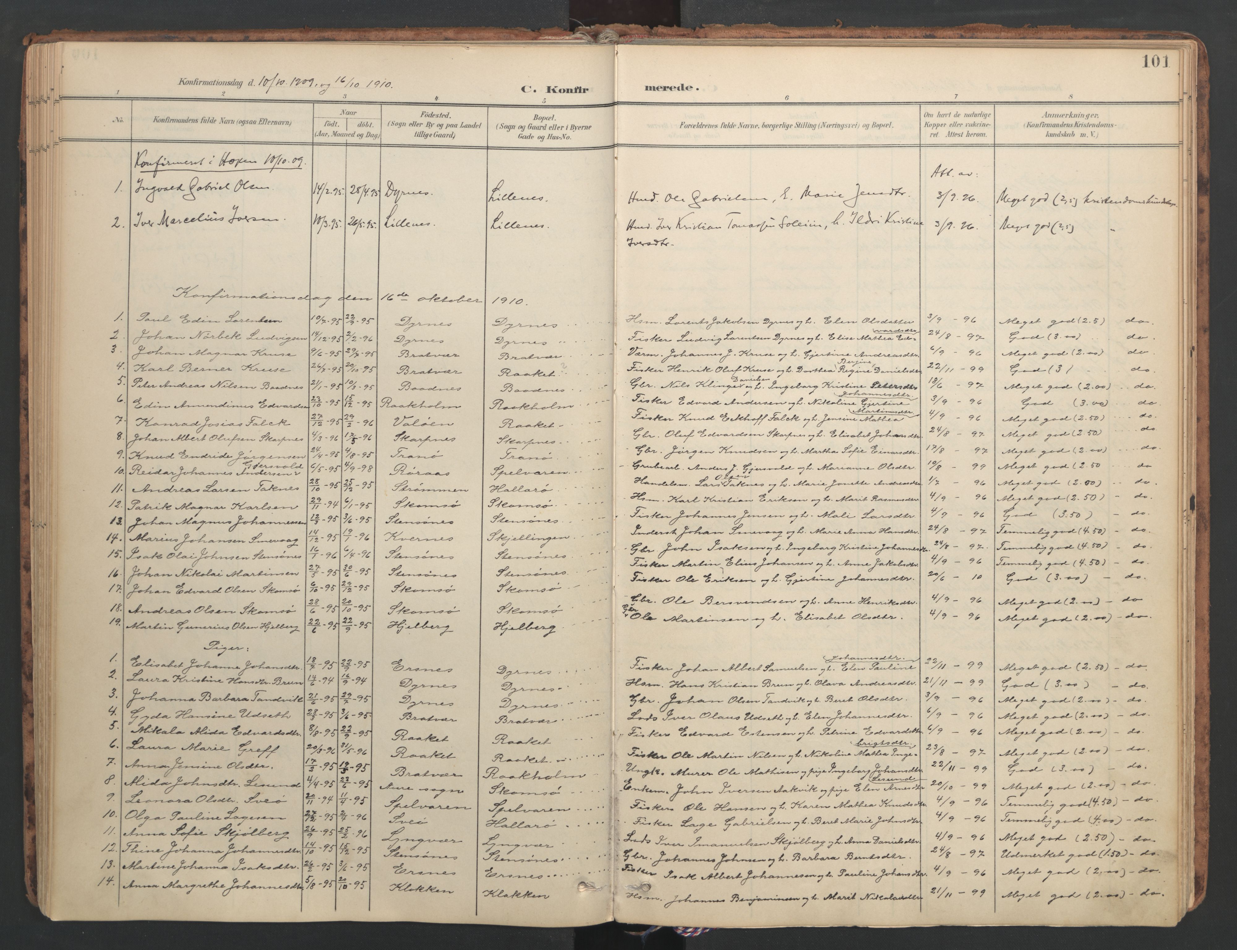 Ministerialprotokoller, klokkerbøker og fødselsregistre - Møre og Romsdal, SAT/A-1454/582/L0948: Parish register (official) no. 582A02, 1901-1922, p. 101