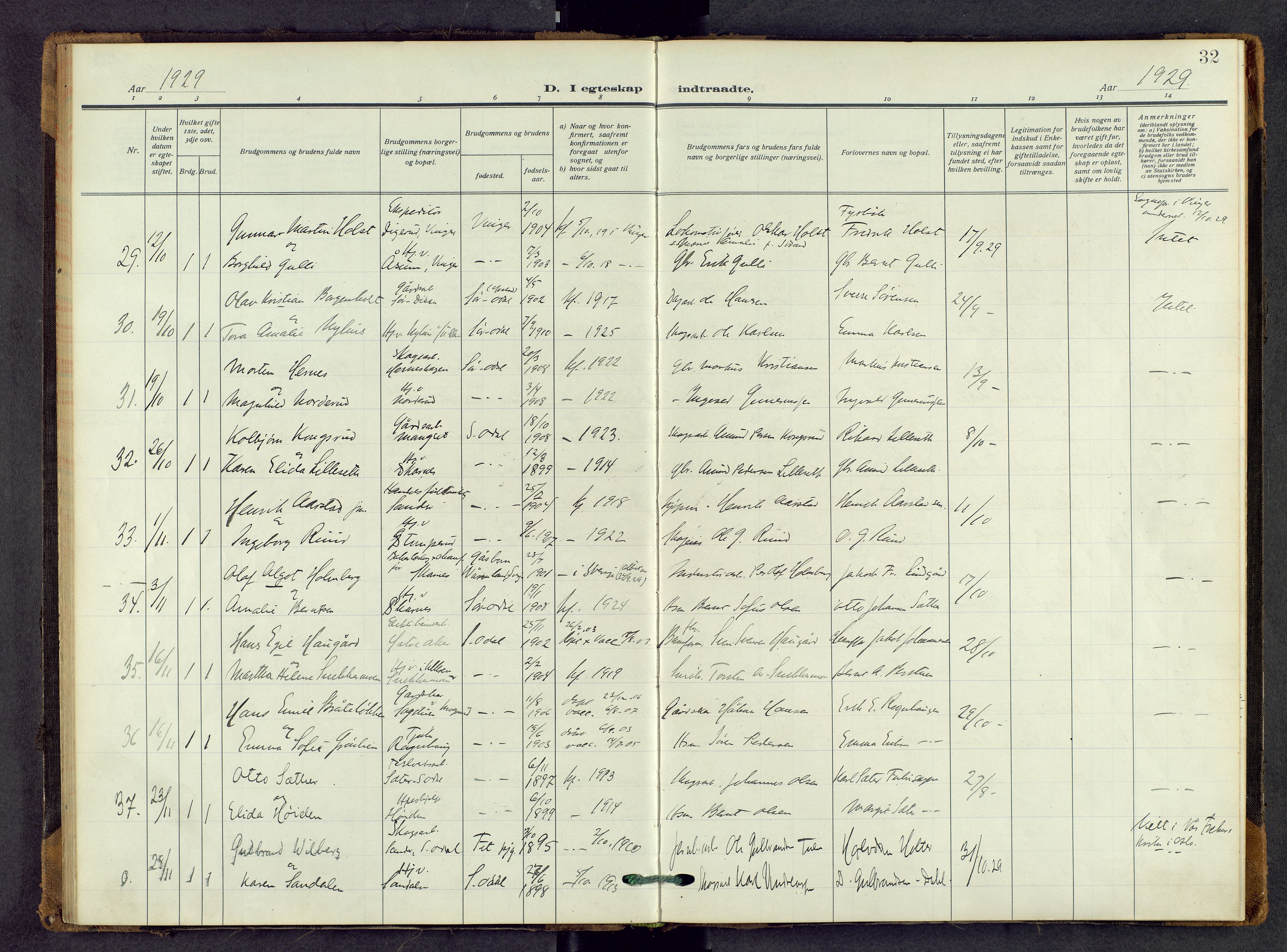 Sør-Odal prestekontor, AV/SAH-PREST-030/H/Ha/Haa/L0011: Parish register (official) no. 11, 1922-1945, p. 32