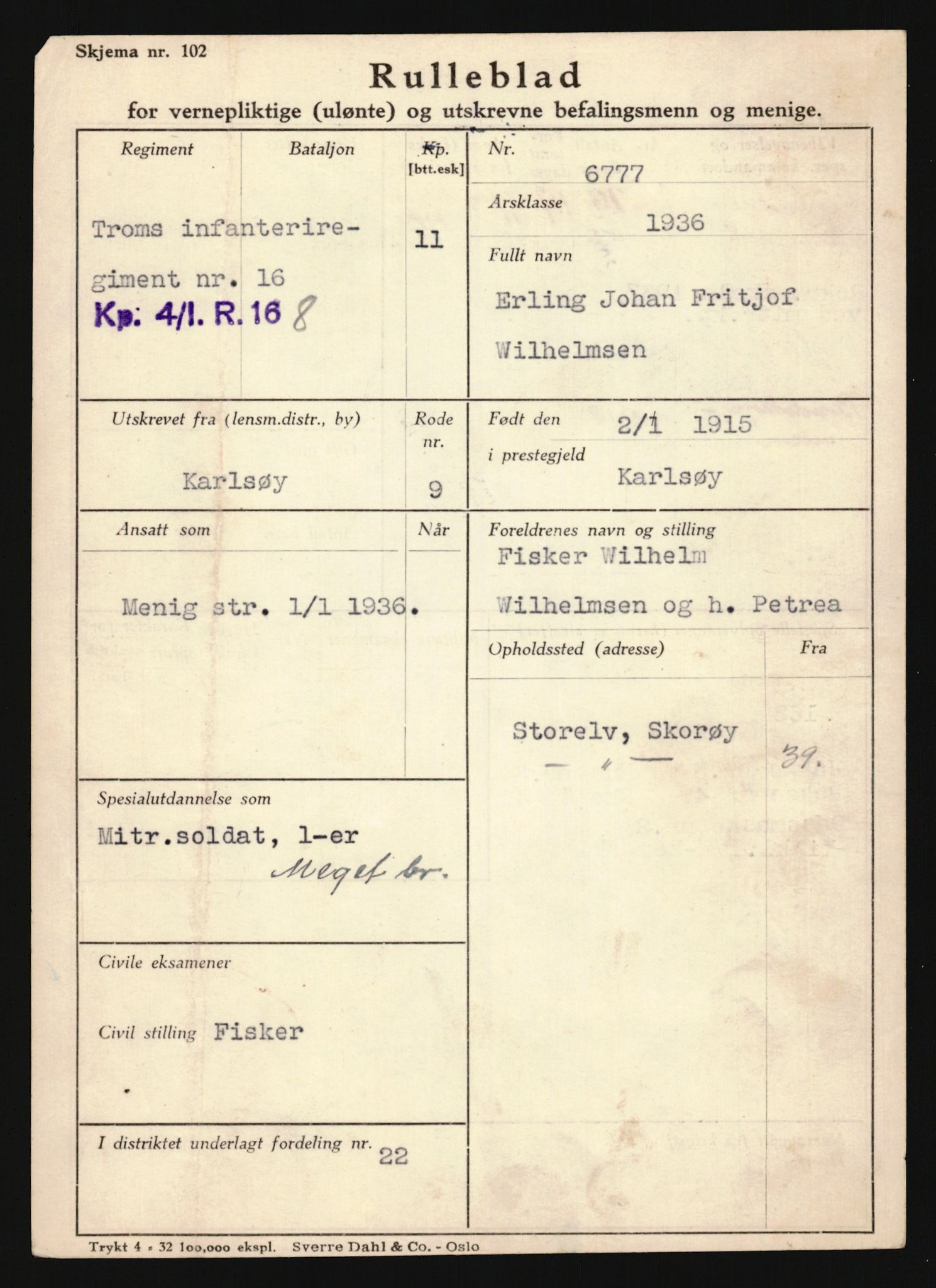 Forsvaret, Troms infanteriregiment nr. 16, AV/RA-RAFA-3146/P/Pa/L0020: Rulleblad for regimentets menige mannskaper, årsklasse 1936, 1936, p. 1329