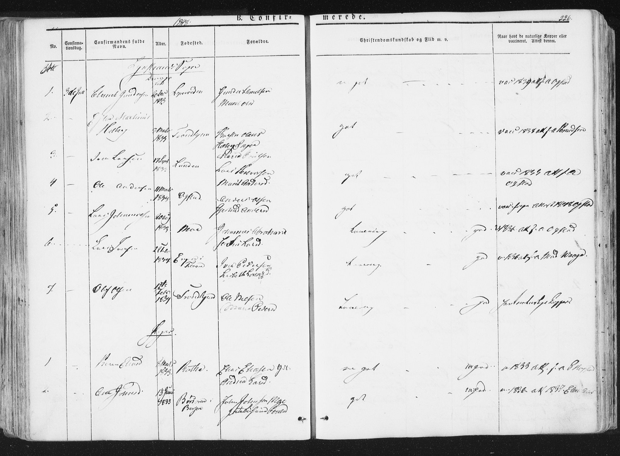 Ministerialprotokoller, klokkerbøker og fødselsregistre - Sør-Trøndelag, SAT/A-1456/691/L1074: Parish register (official) no. 691A06, 1842-1852, p. 226