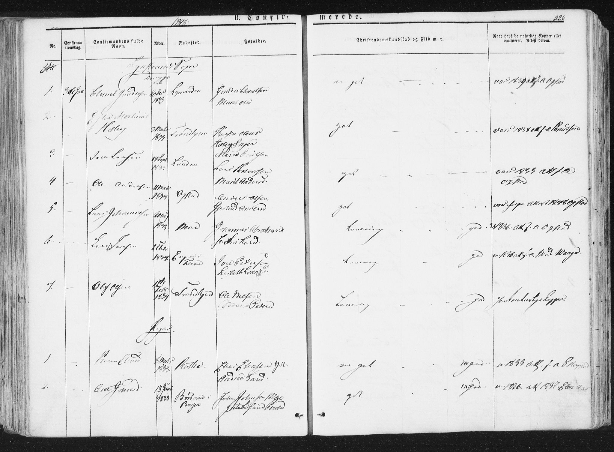 Ministerialprotokoller, klokkerbøker og fødselsregistre - Sør-Trøndelag, AV/SAT-A-1456/691/L1074: Parish register (official) no. 691A06, 1842-1852, p. 226