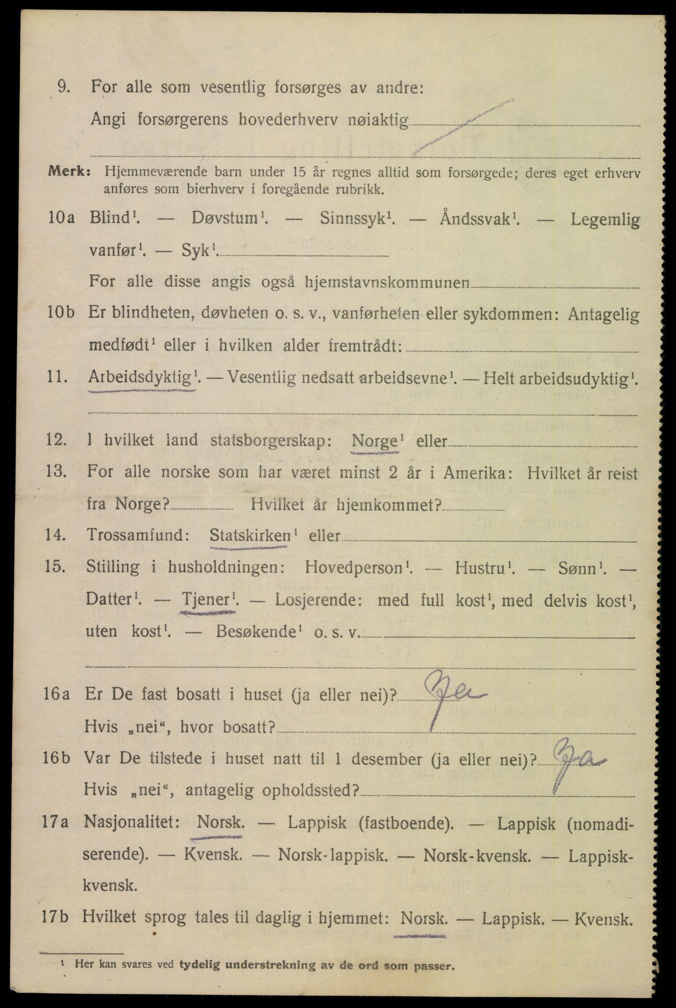 SAT, 1920 census for Bodø, 1920, p. 9296