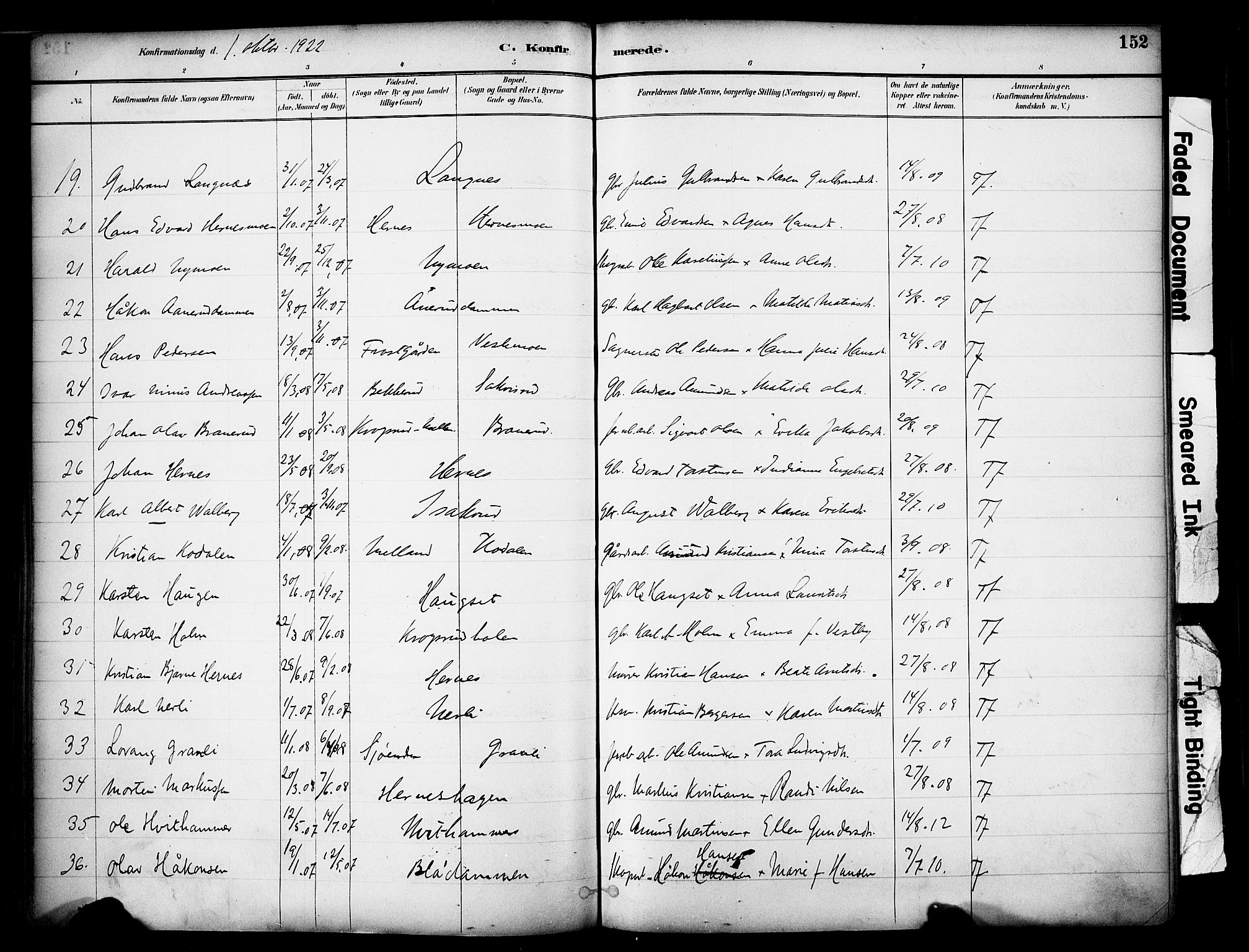 Sør-Odal prestekontor, AV/SAH-PREST-030/H/Ha/Haa/L0007: Parish register (official) no. 7, 1886-1925, p. 152