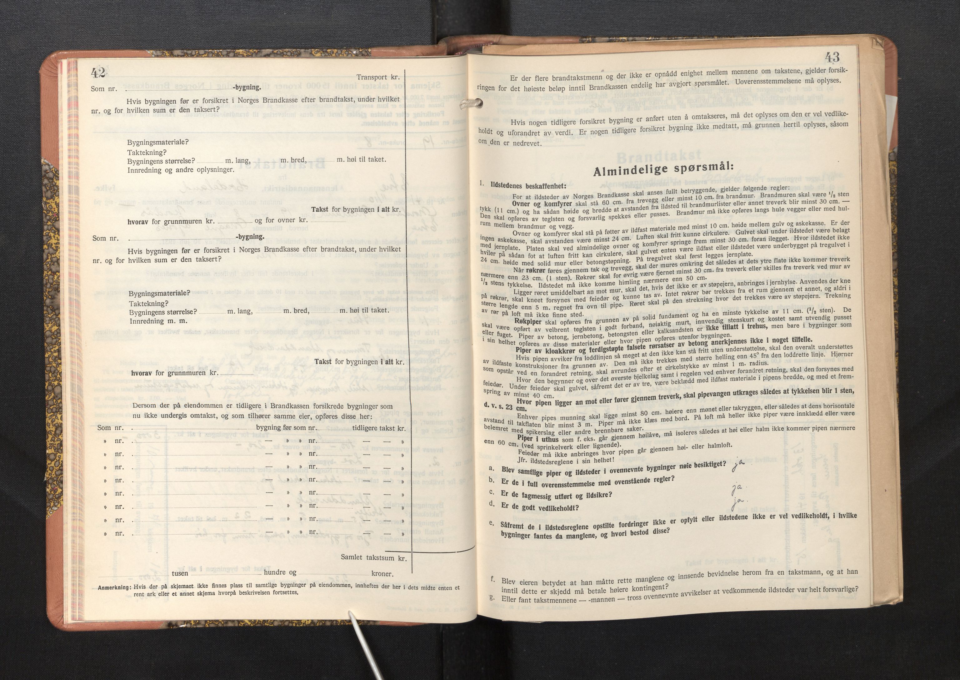 Lensmannen i Etne, AV/SAB-A-31601/0012/L0002: Branntakstprotokoll, skjematakst, 1939-1948, p. 42-43