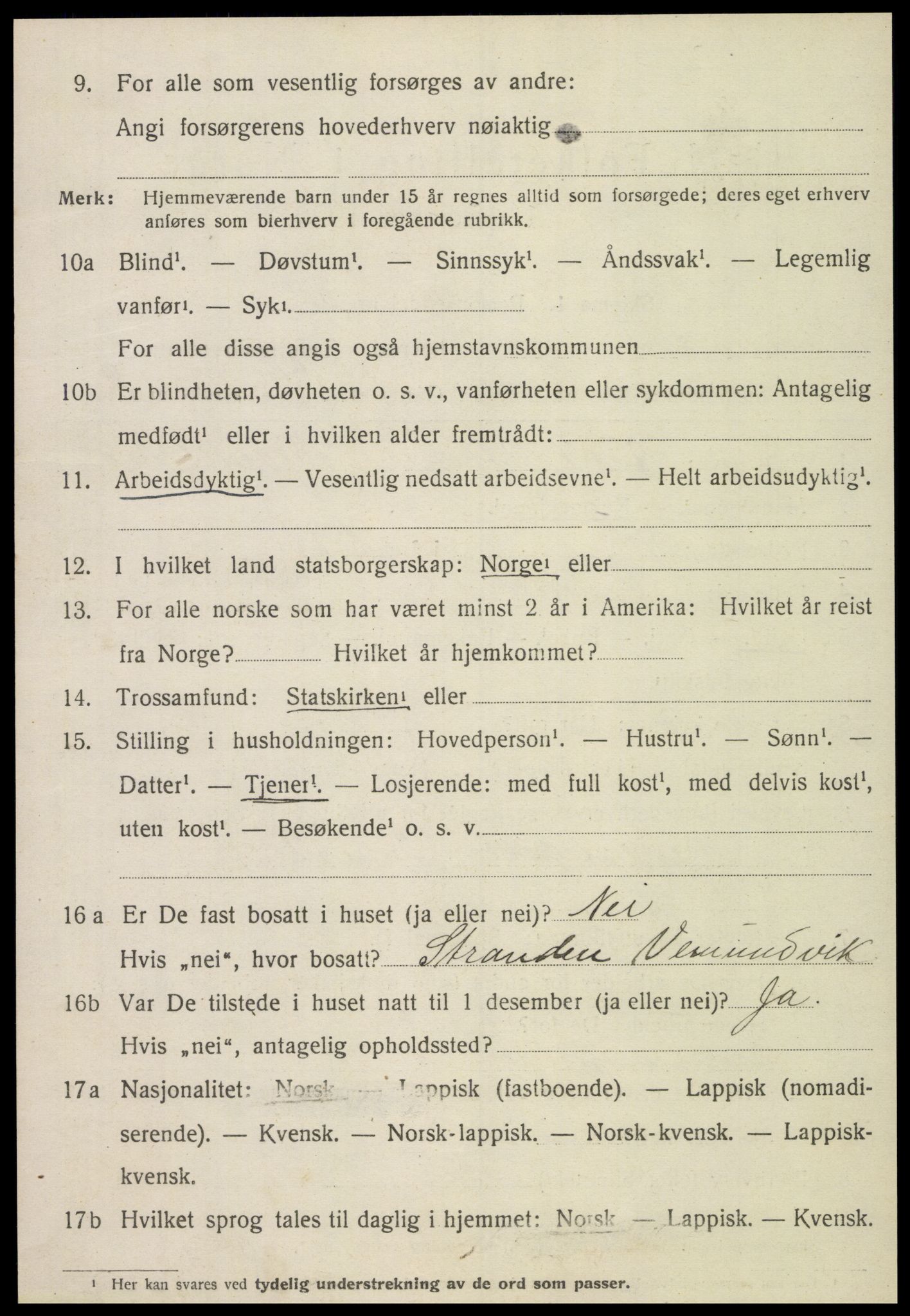 SAT, 1920 census for Vemundvik, 1920, p. 2246