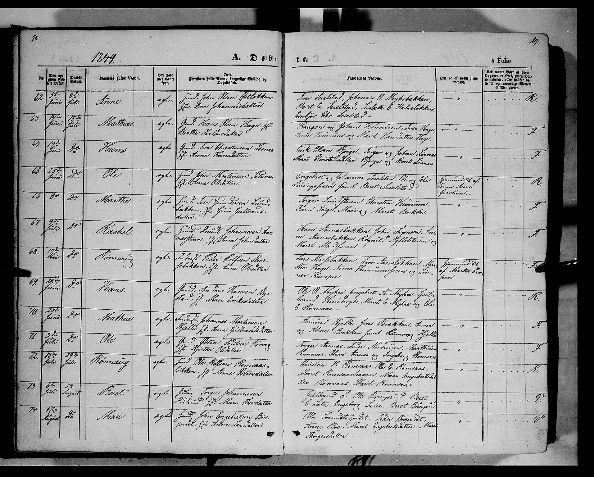 Ringebu prestekontor, AV/SAH-PREST-082/H/Ha/Haa/L0006: Parish register (official) no. 6, 1848-1859, p. 28-29