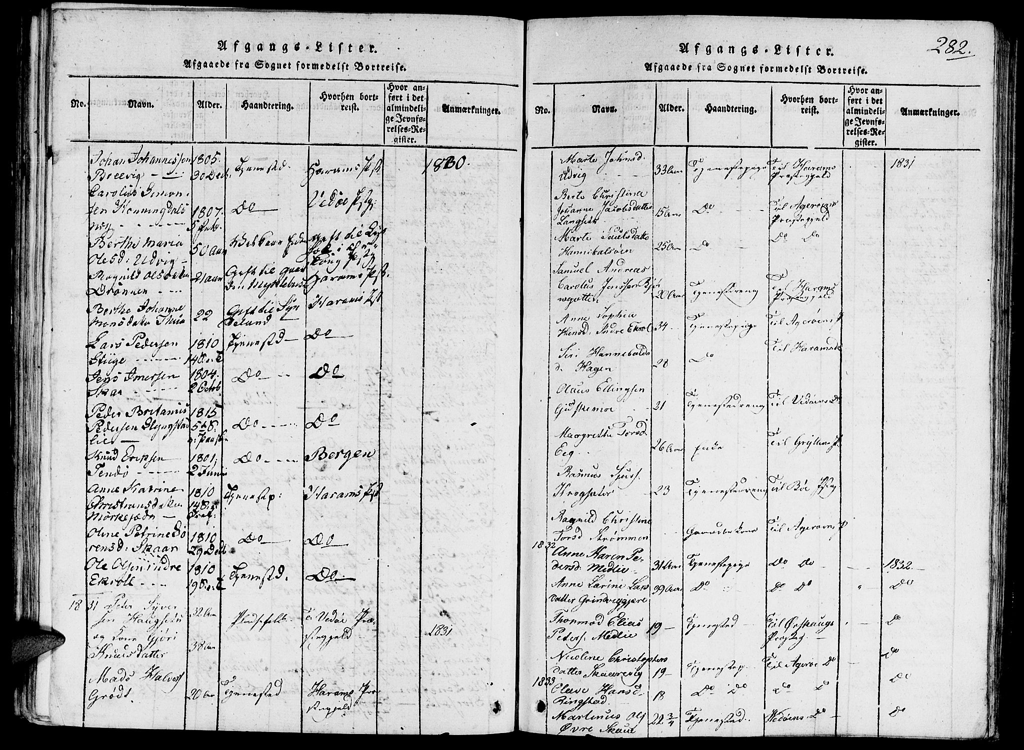 Ministerialprotokoller, klokkerbøker og fødselsregistre - Møre og Romsdal, AV/SAT-A-1454/524/L0351: Parish register (official) no. 524A03, 1816-1838, p. 282