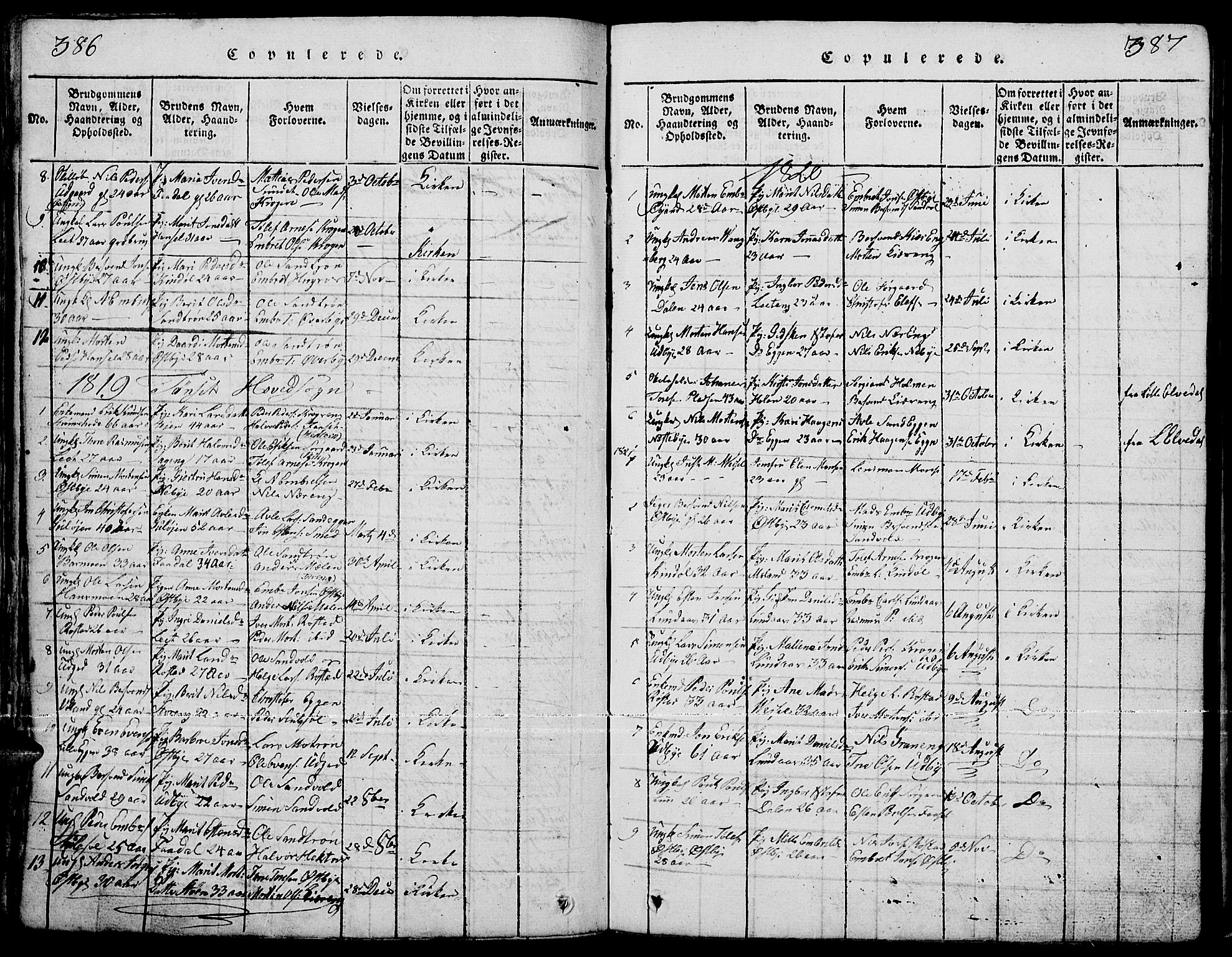 Tynset prestekontor, SAH/PREST-058/H/Ha/Hab/L0001: Parish register (copy) no. 1, 1814-1859, p. 386-387