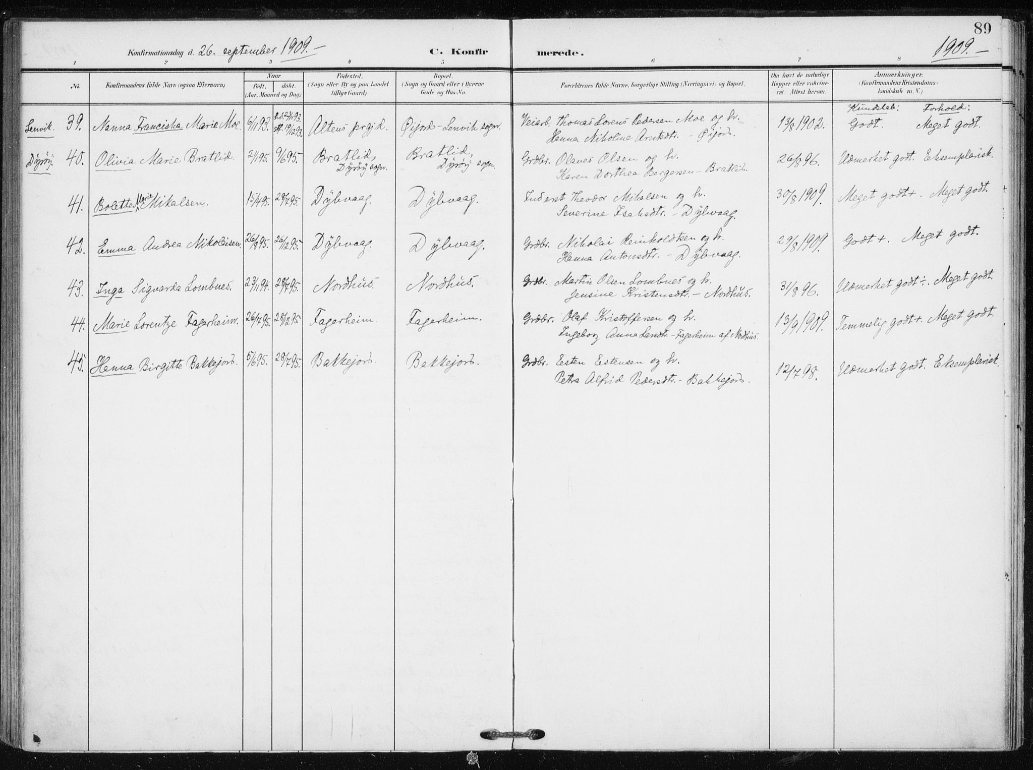 Tranøy sokneprestkontor, SATØ/S-1313/I/Ia/Iaa/L0012kirke: Parish register (official) no. 12, 1905-1918, p. 89