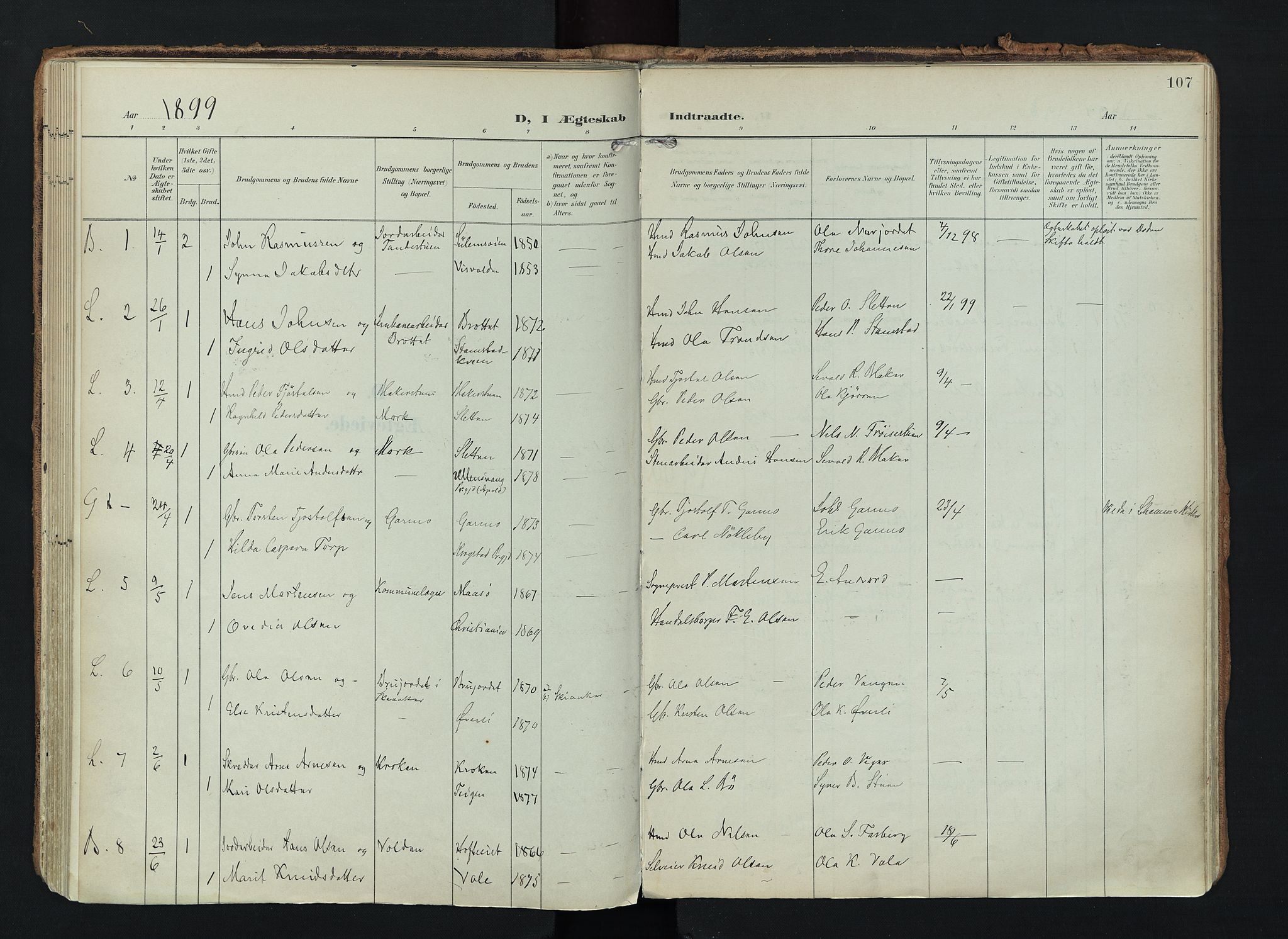 Lom prestekontor, SAH/PREST-070/K/L0010: Parish register (official) no. 10, 1899-1926, p. 107