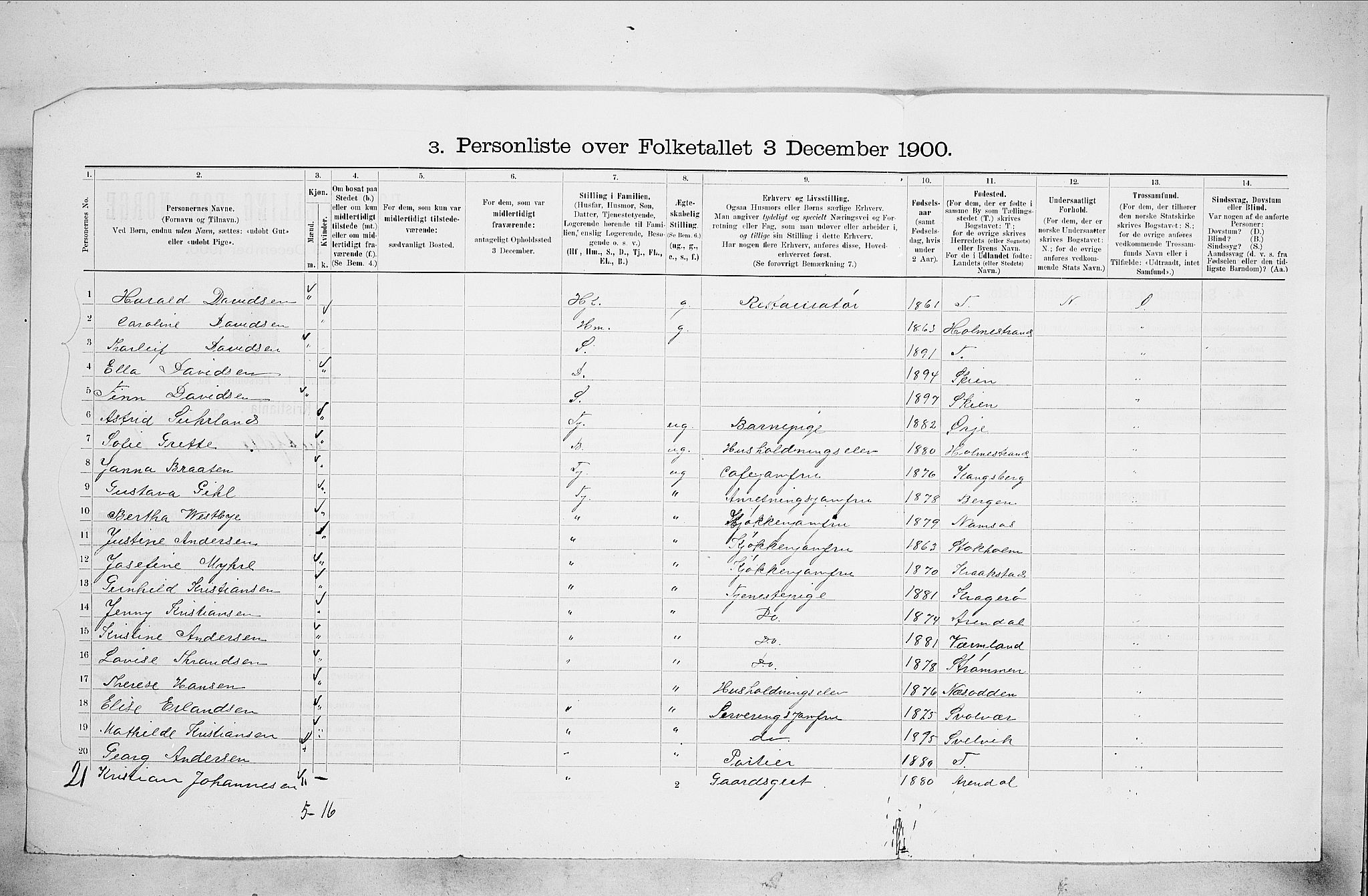 SAO, 1900 census for Kristiania, 1900, p. 39112