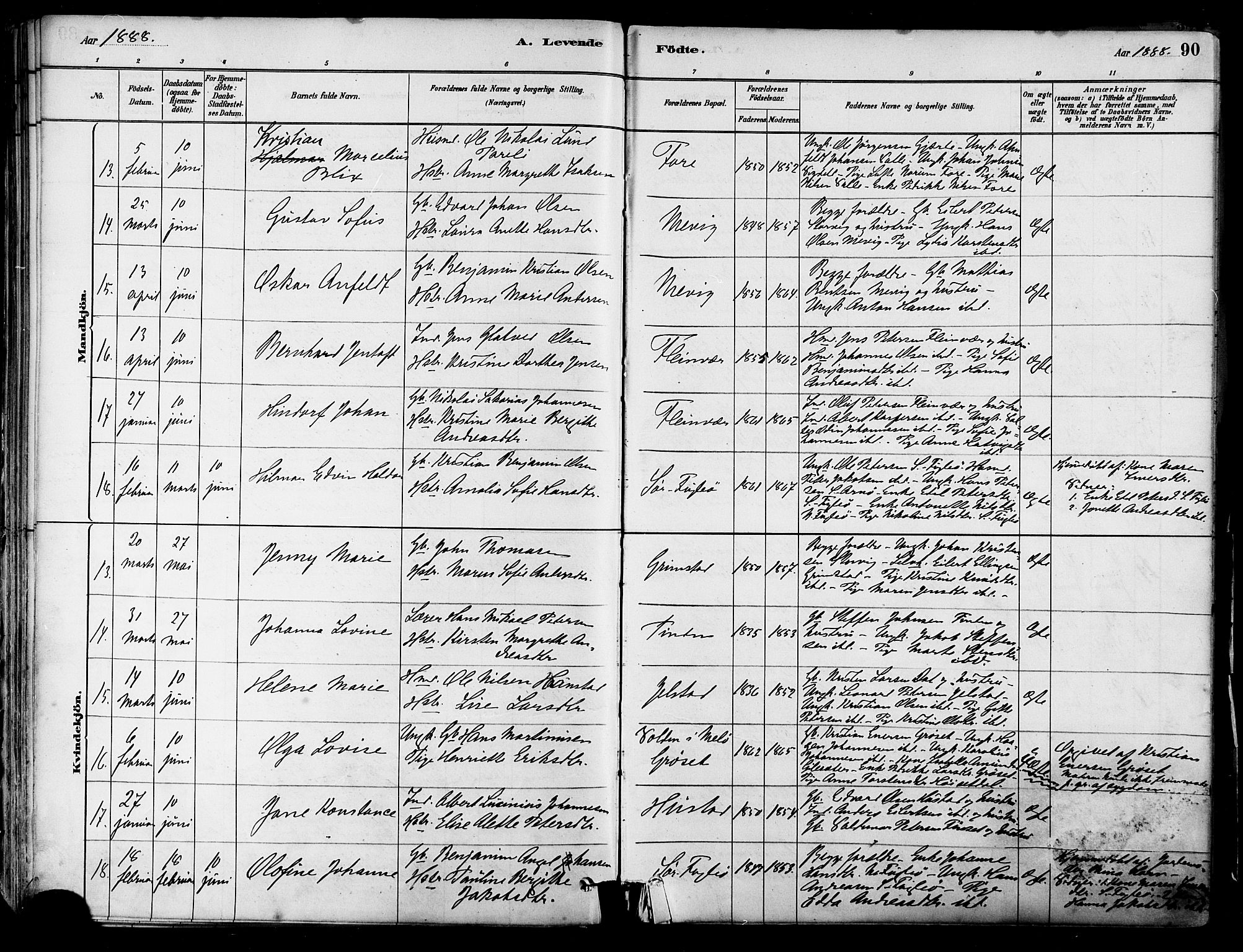 Ministerialprotokoller, klokkerbøker og fødselsregistre - Nordland, AV/SAT-A-1459/805/L0099: Parish register (official) no. 805A06, 1880-1891, p. 90