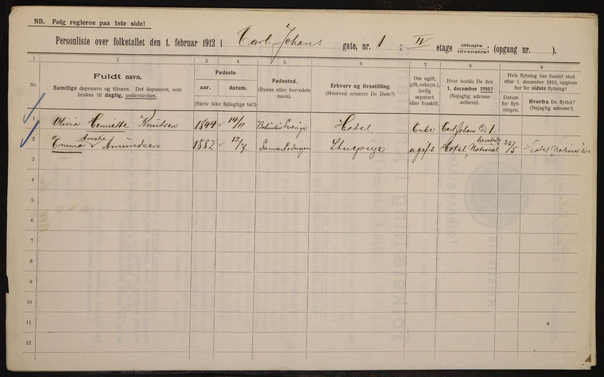 OBA, Municipal Census 1912 for Kristiania, 1912, p. 48988