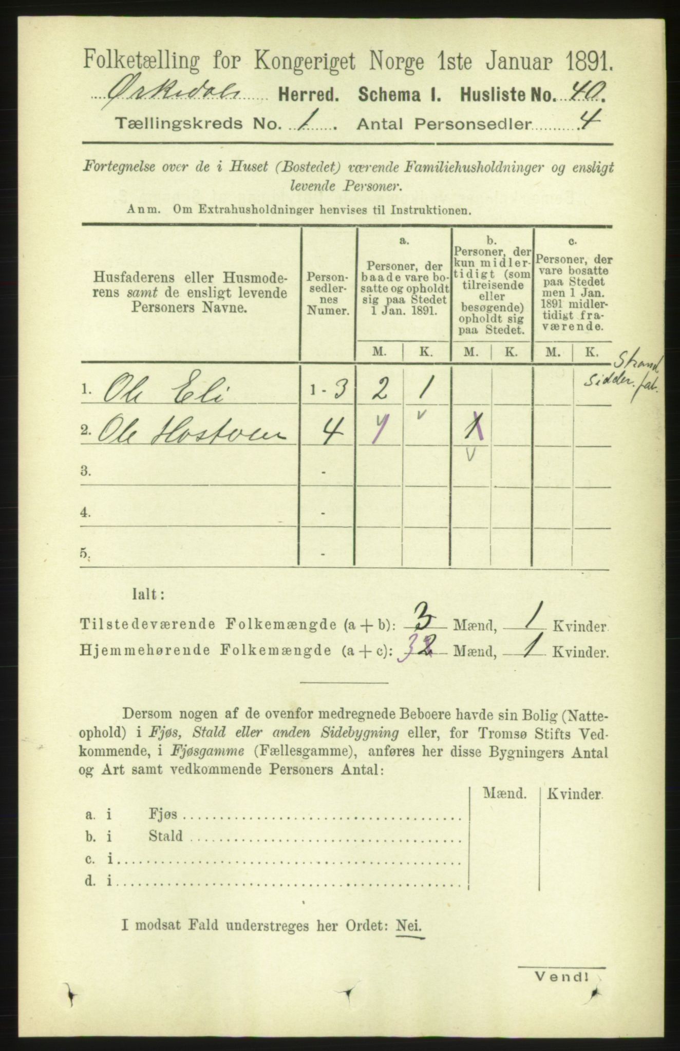 RA, 1891 census for 1638 Orkdal, 1891, p. 85