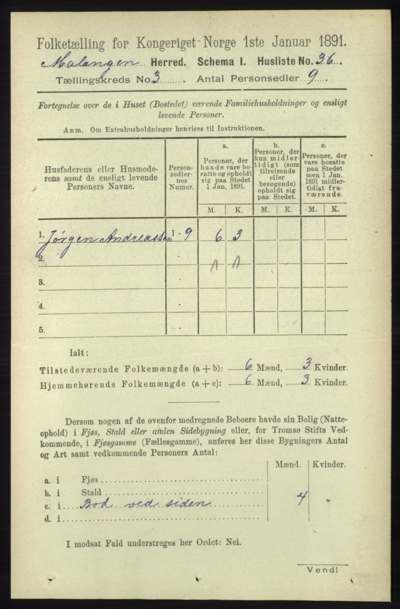 RA, 1891 census for 1932 Malangen, 1891, p. 725