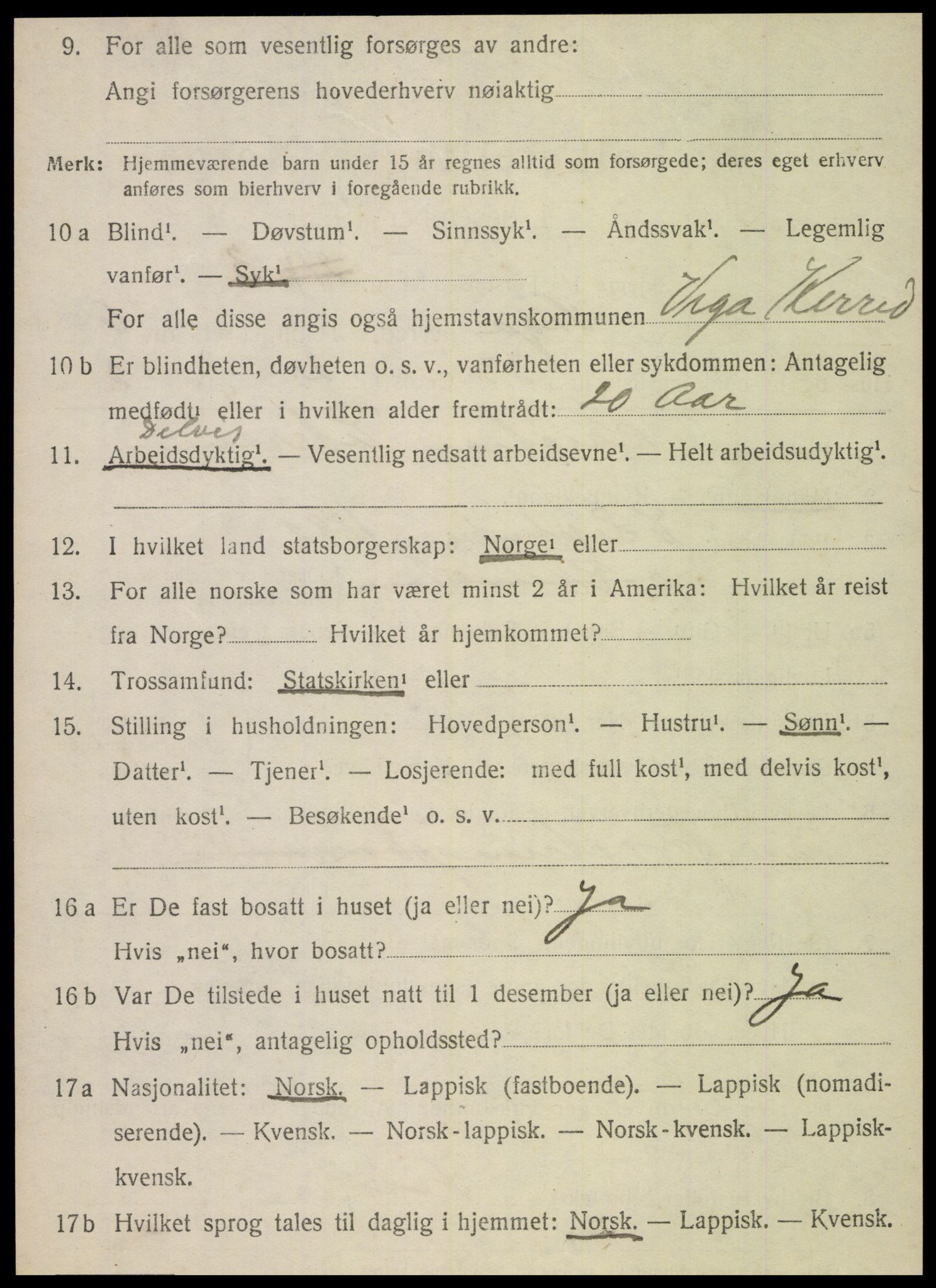 SAT, 1920 census for Vega, 1920, p. 3392